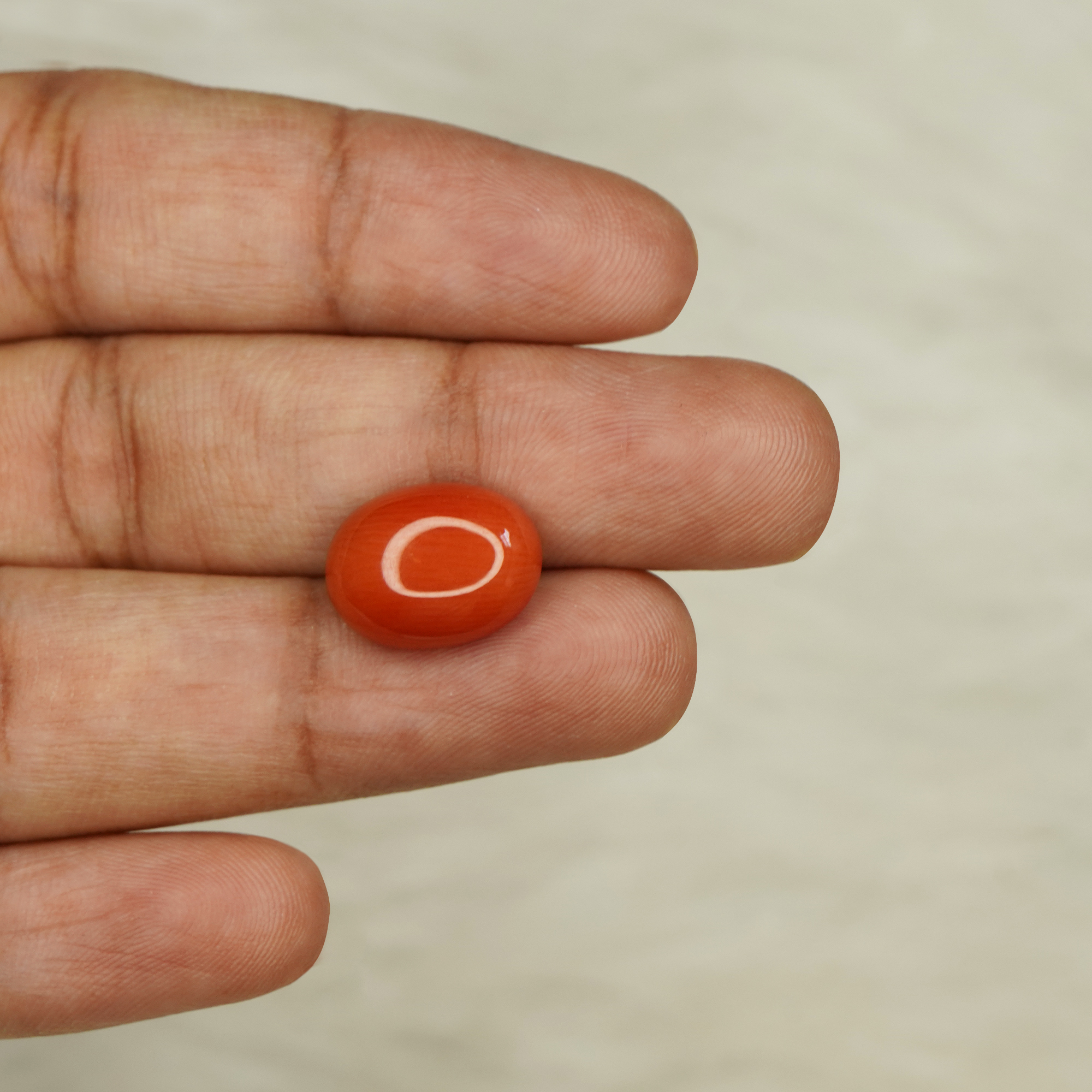 Natural Red Coral (Moonga) 4.78 Ct, Oval, Italian – IGTL Certified – front view thumbnail