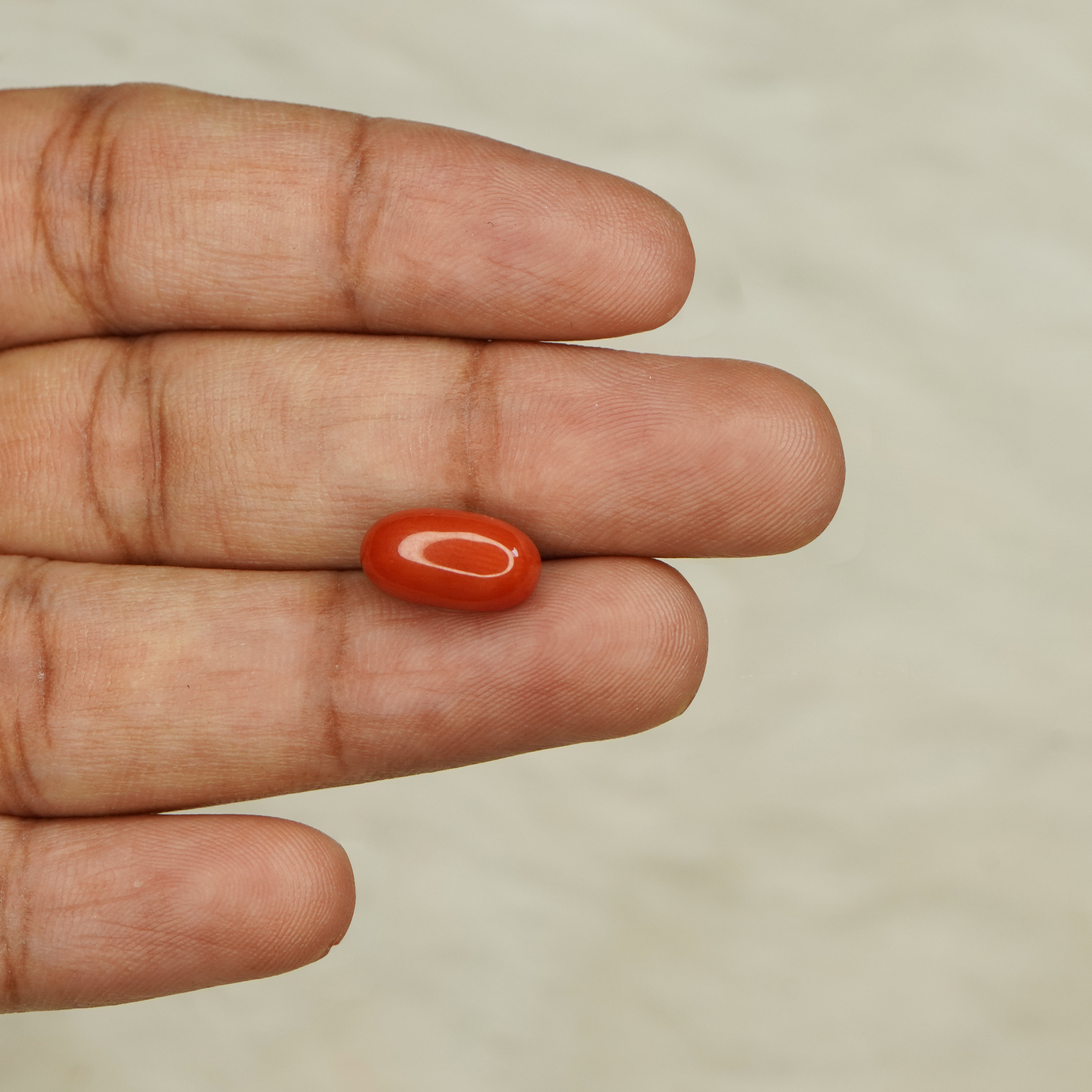 Natural Red Coral (Moonga) 3.01 Ct, Oval, Italian – IGTL Certified – front view thumbnail