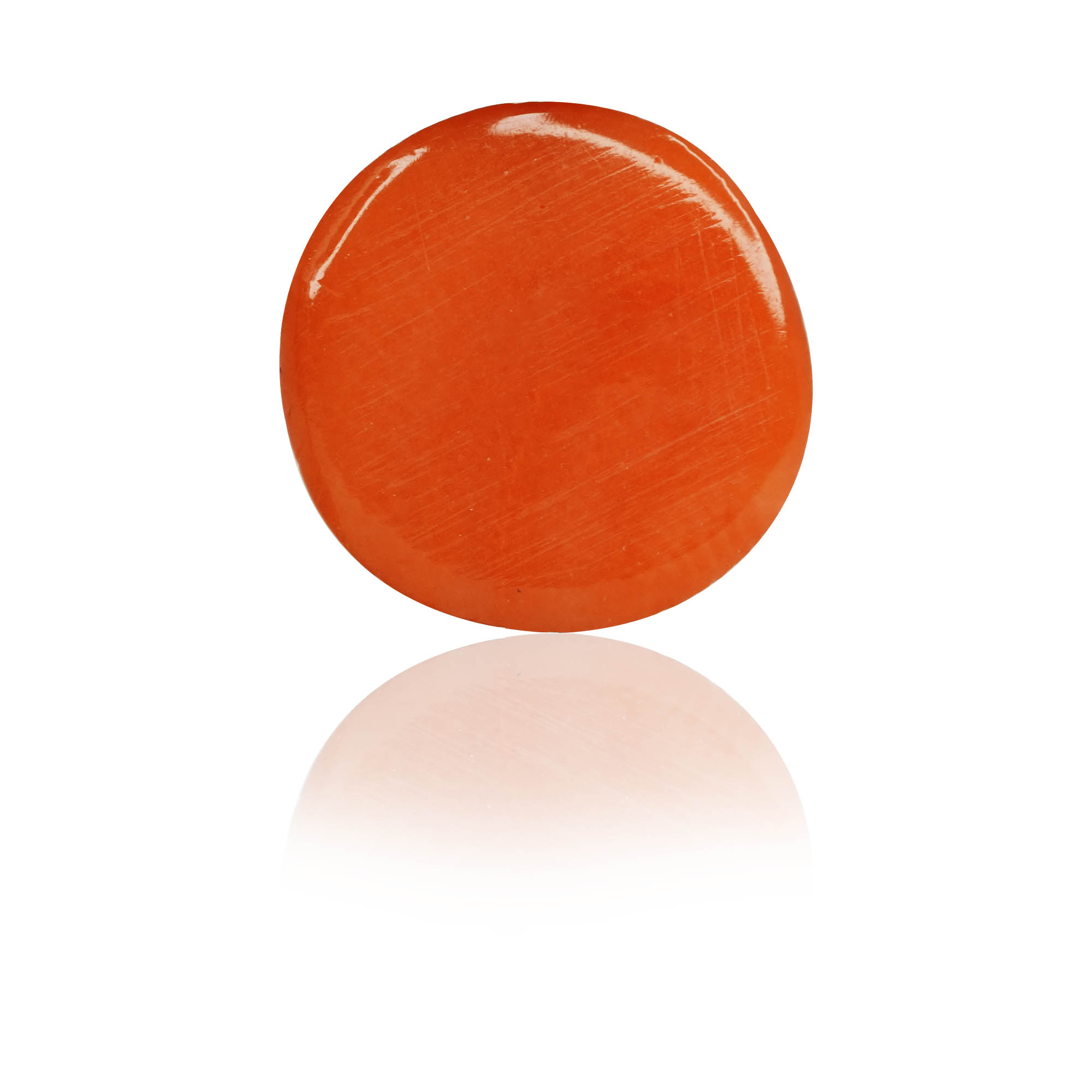 Natural Red Coral (Moonga) 1.72 Ct, Round Cabochon, Japanese – IGTL Certified – front view thumbnail