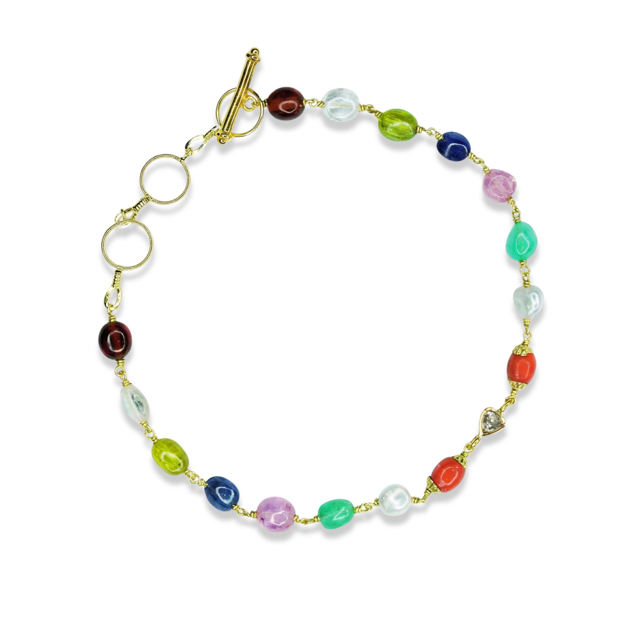 Navratna (Navaratna) Bracelet B04 for Women in 18K Yellow Gold thumbnail