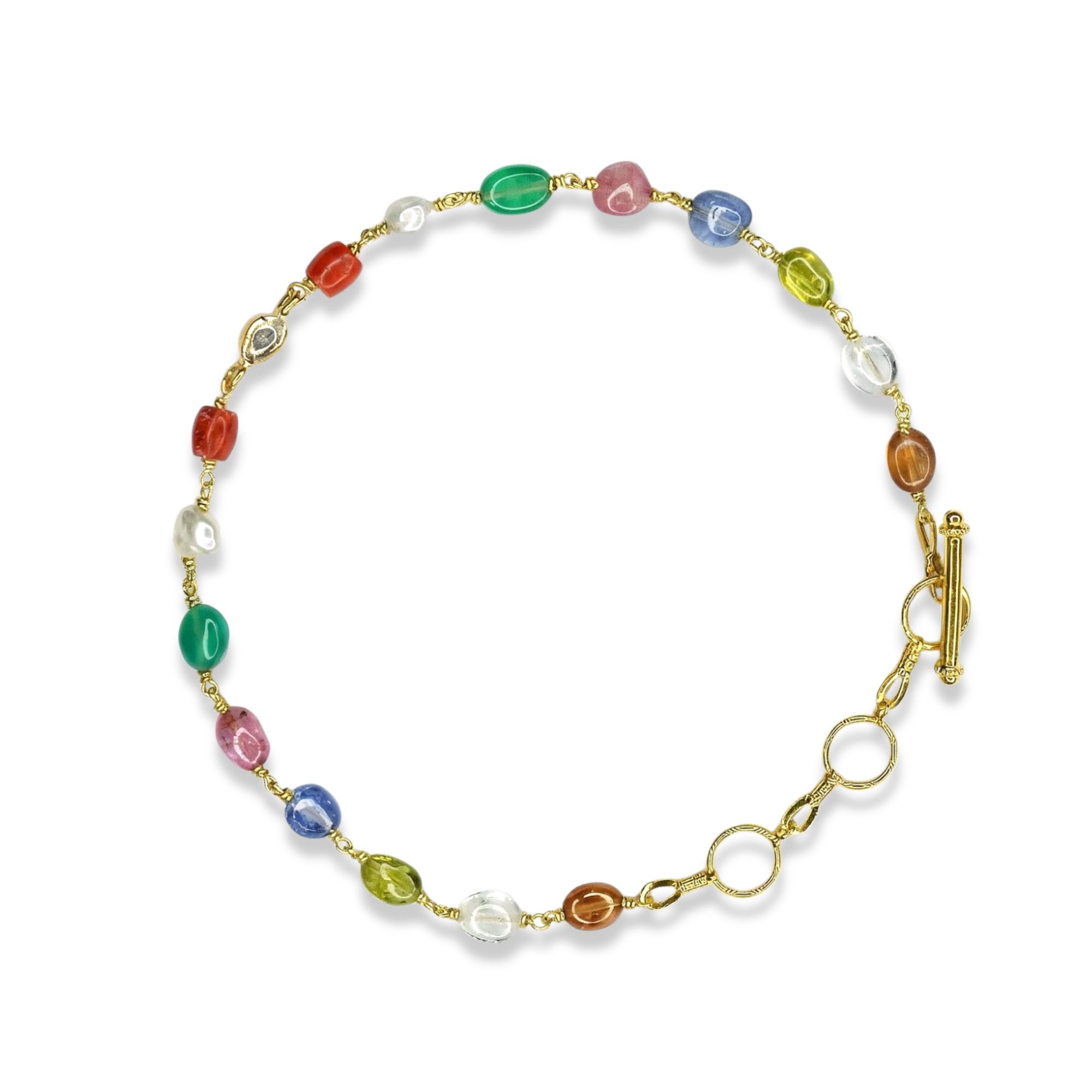 Navratna (Navaratna) Bracelet B06 for Women in 18K Yellow Gold thumbnail