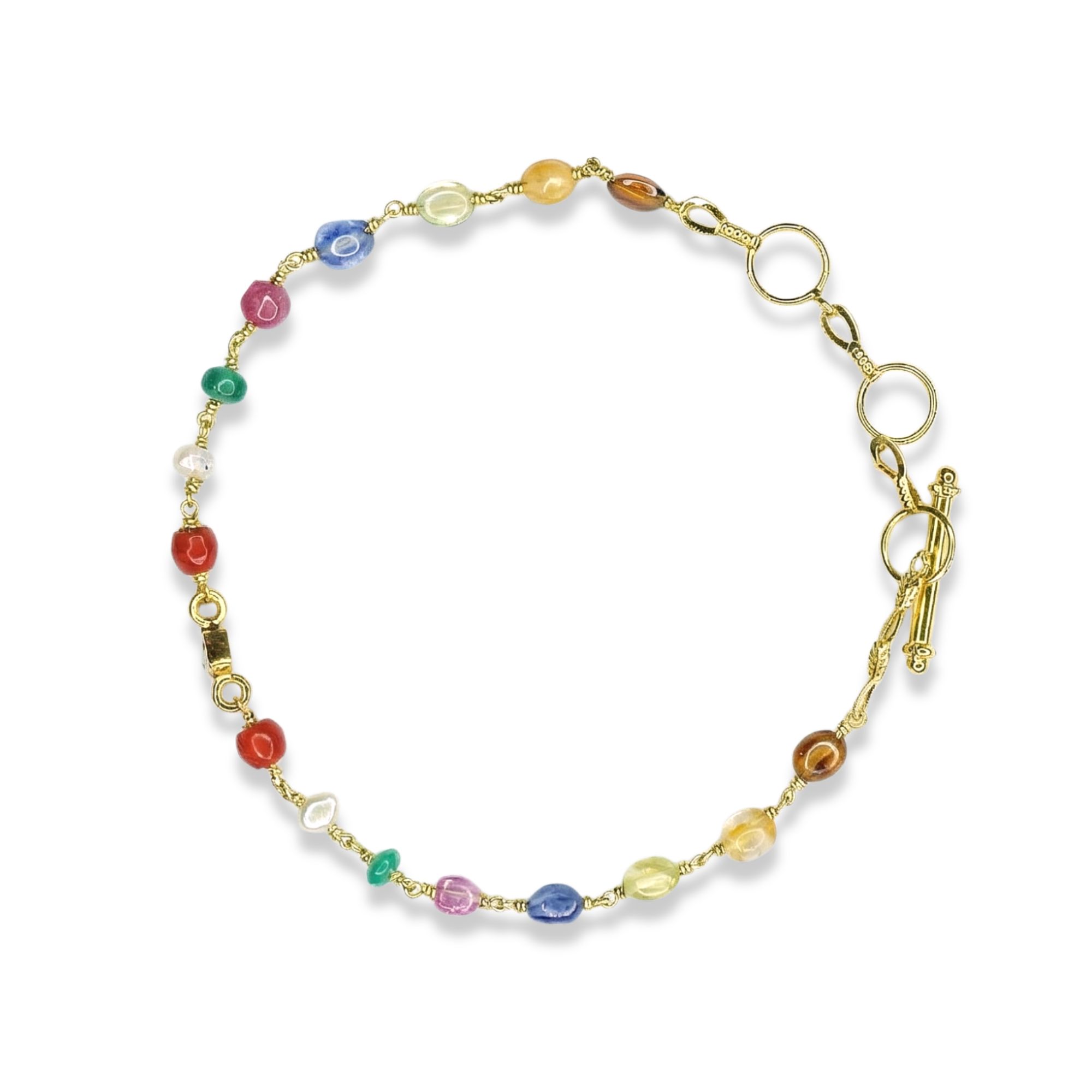 Navratna (Navaratna) Bracelet B08 for Women in 18K Yellow Gold thumbnail