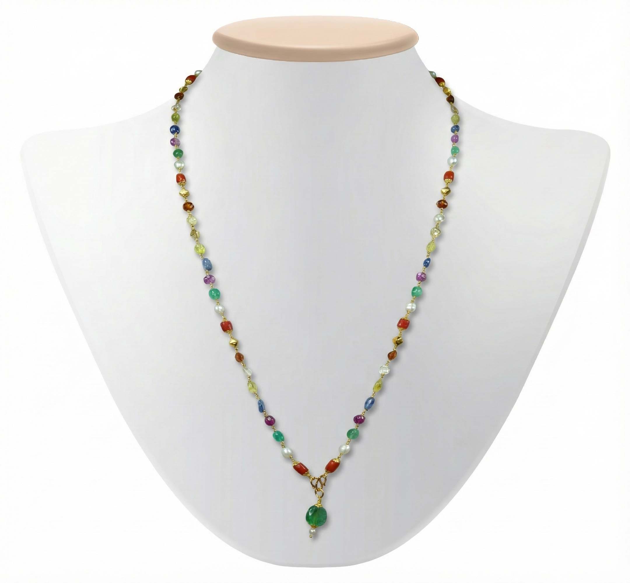 Navratna (Navaratna) Mala Q12 for Men in 22K Yellow Gold with Natural Uncut Diamonds thumbnail