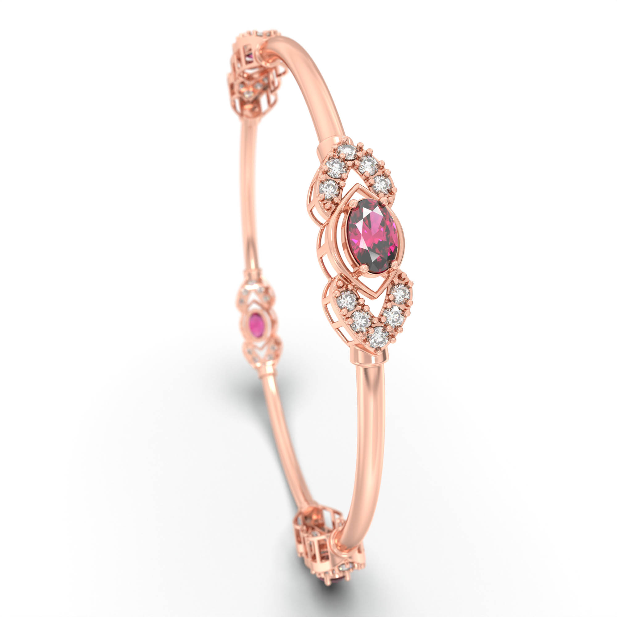 Lab-Grown Diamond and Ruby Bangle in 18K Rose Gold – 1.04 Ct Diamonds thumbnail
