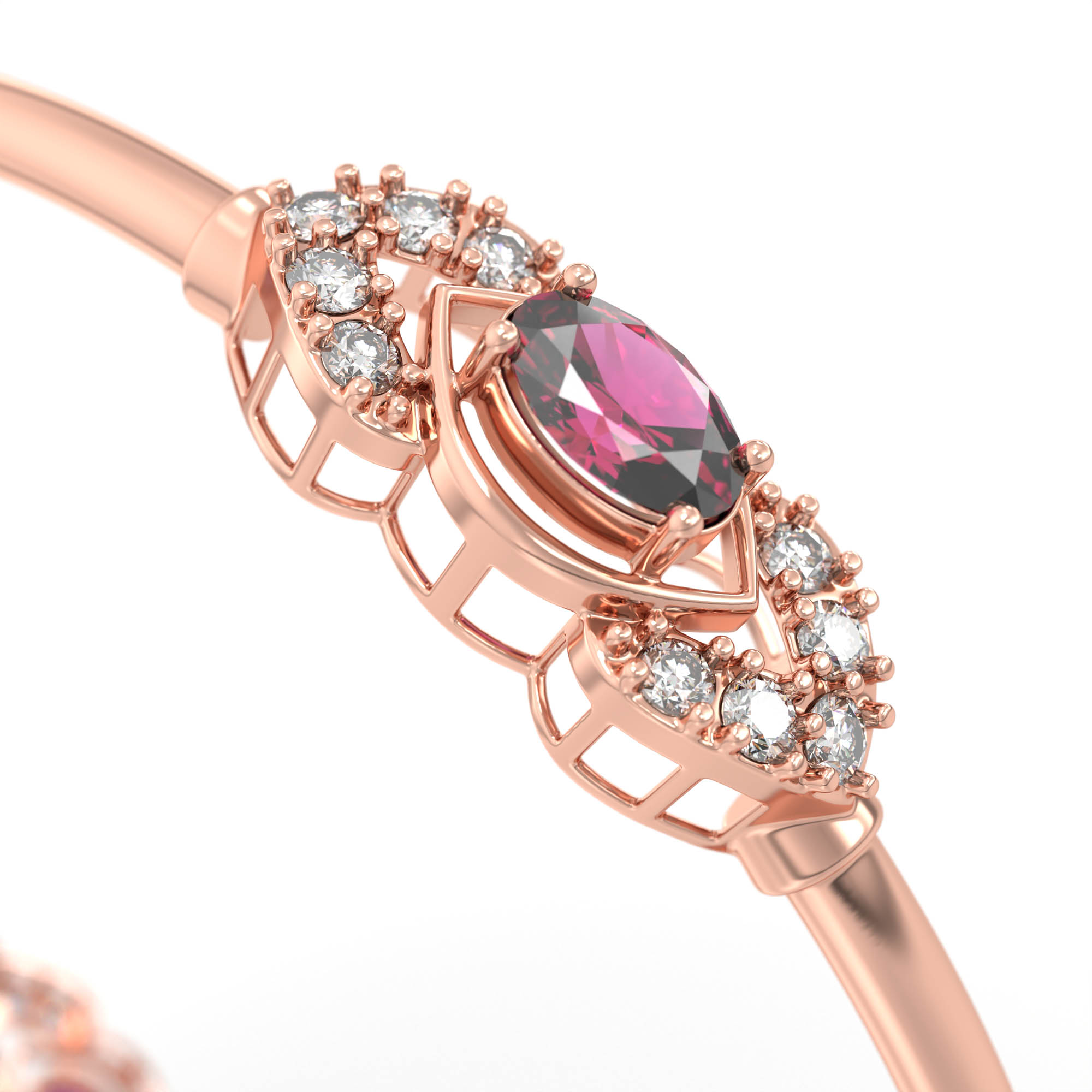 Lab-Grown Diamond and Ruby Bangle in 18K Rose Gold – 1.04 Ct Diamonds thumbnail