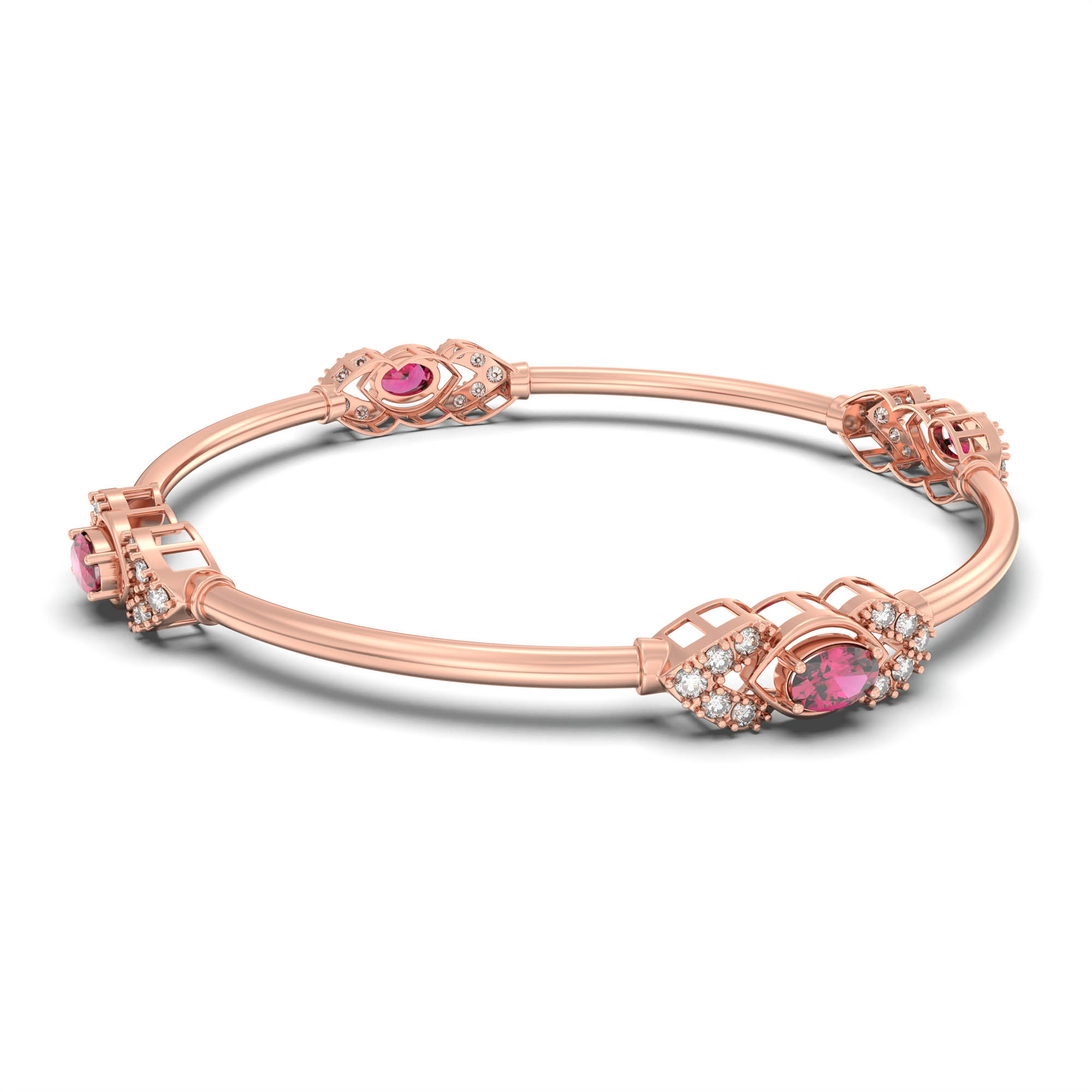 Lab-Grown Diamond and Ruby Bangle in 18K Rose Gold – 1.04 Ct Diamonds thumbnail