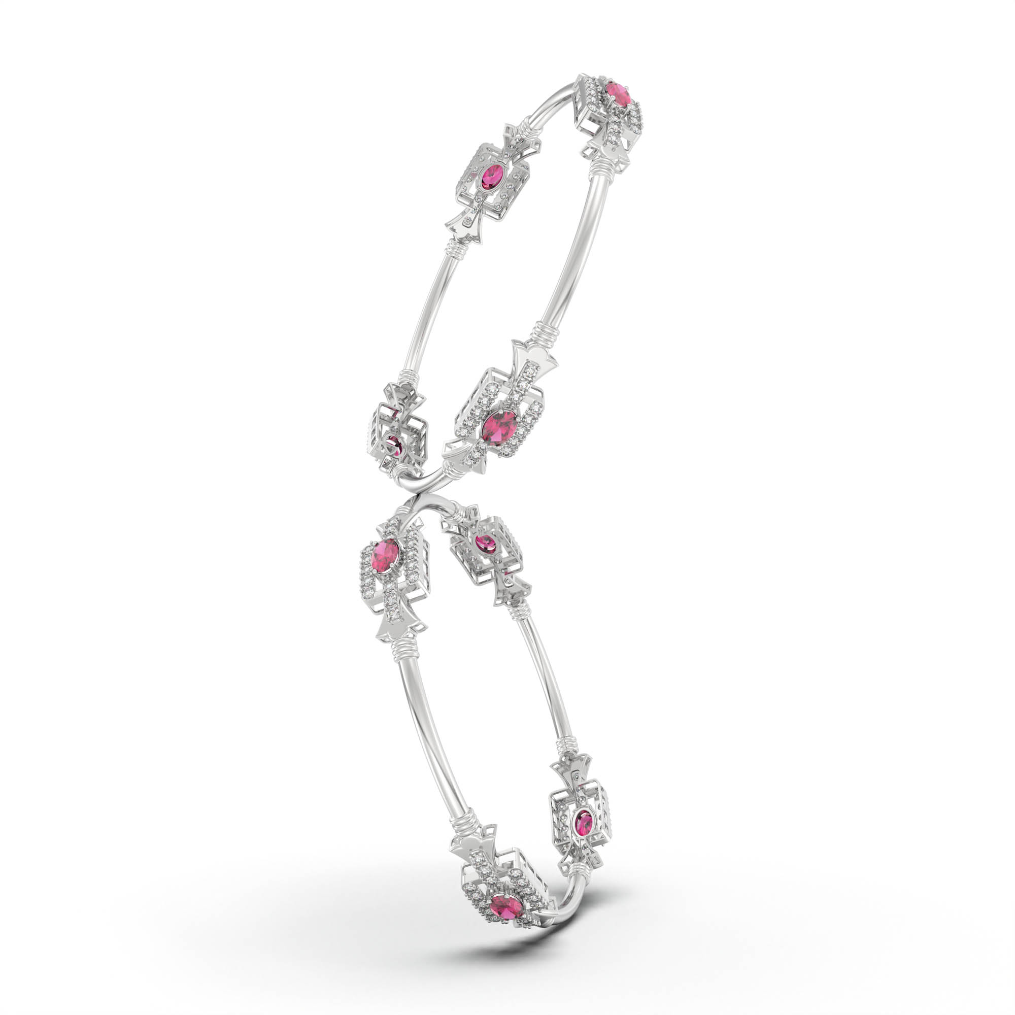 Lab-Grown Diamond and Ruby Bangle in 18K White Gold – 1.6 Ct Diamonds thumbnail