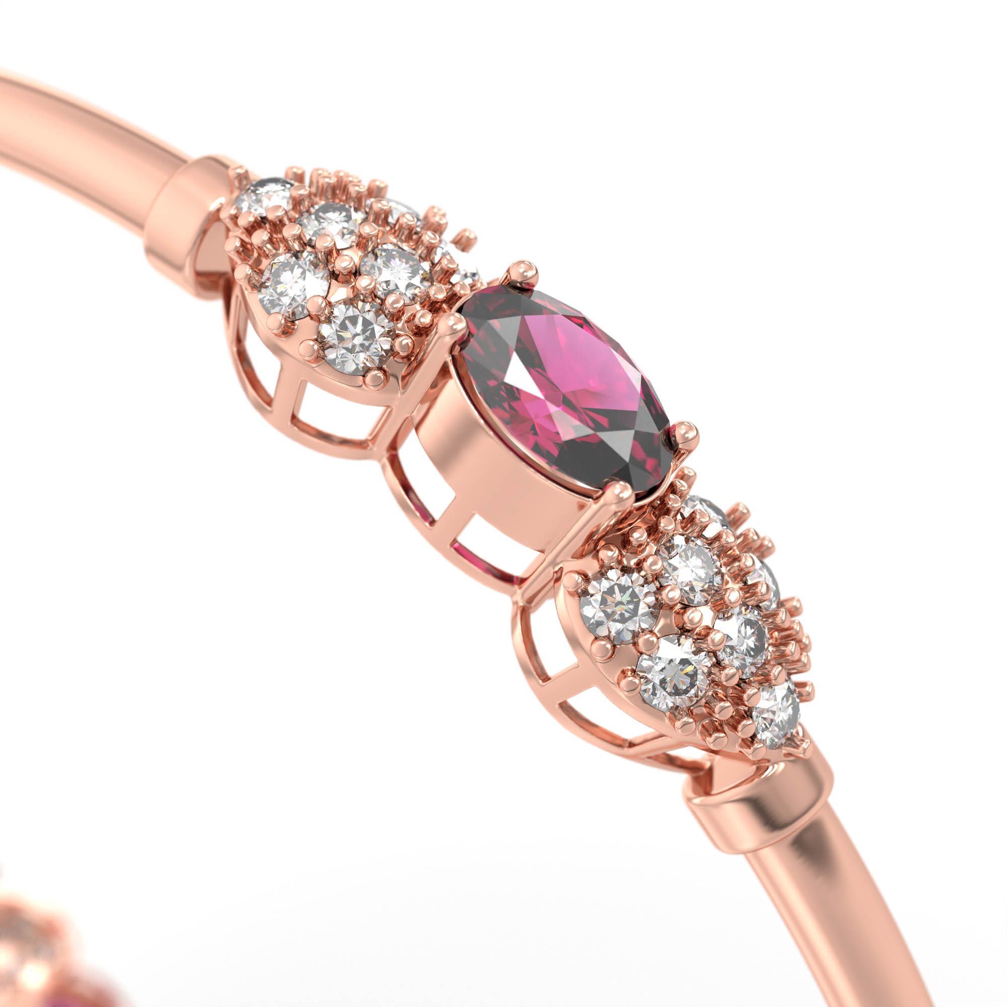 Lab-Grown Diamond and Ruby Bangle in 18K Rose Gold – 1.4 Ct Diamonds, 12 g (Design K1-6) thumbnail