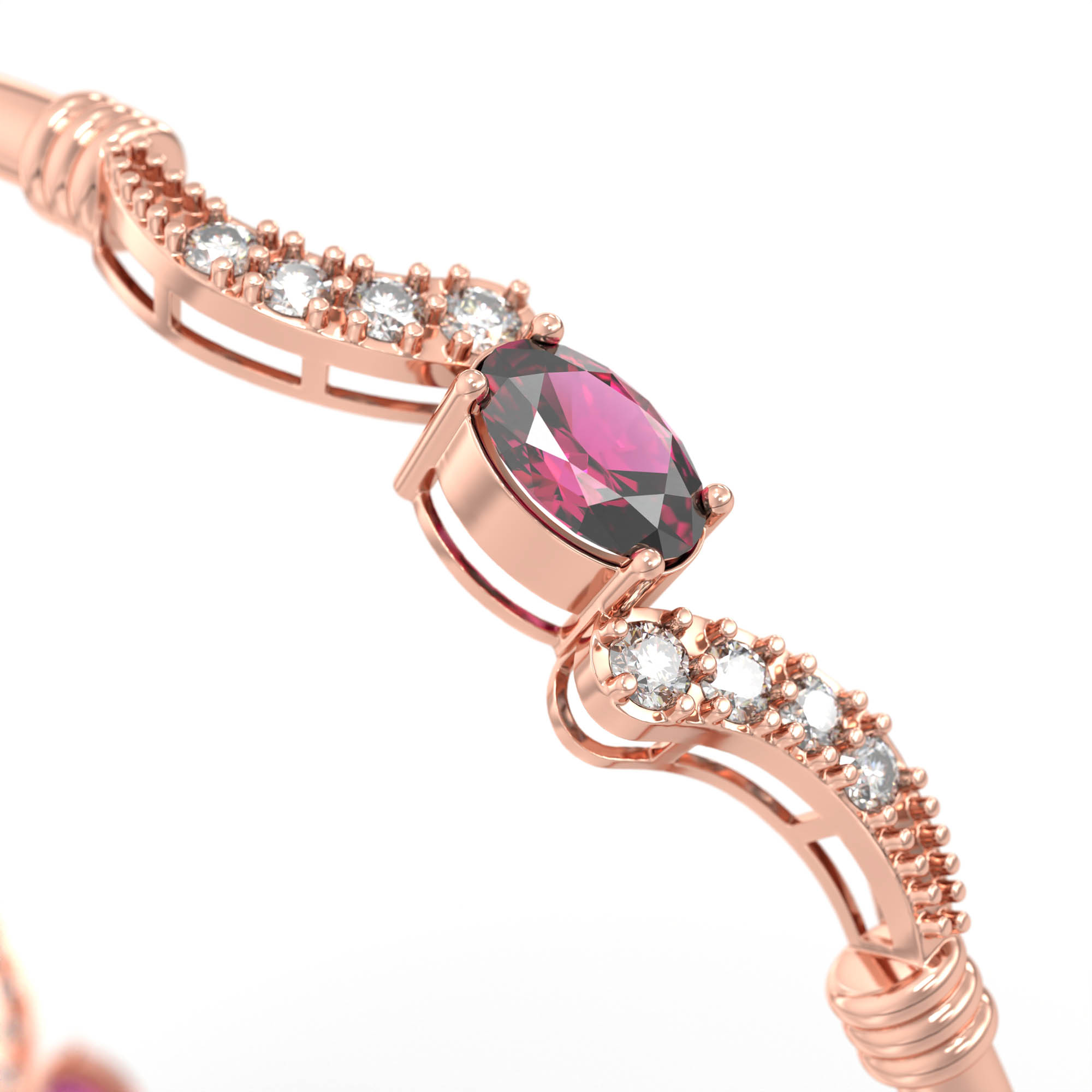 Lab-Grown Diamond and Ruby Bangle in 18K Rose Gold – 0.84 Ct Diamonds, 12 g (Design K1-7) thumbnail