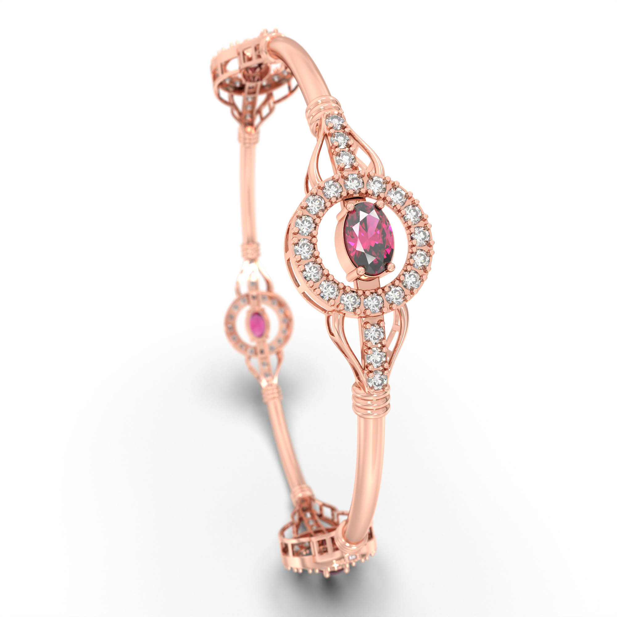 Lab-Grown Diamond and Ruby Bangle in 18K Rose Gold – 2.2 Ct Diamonds thumbnail