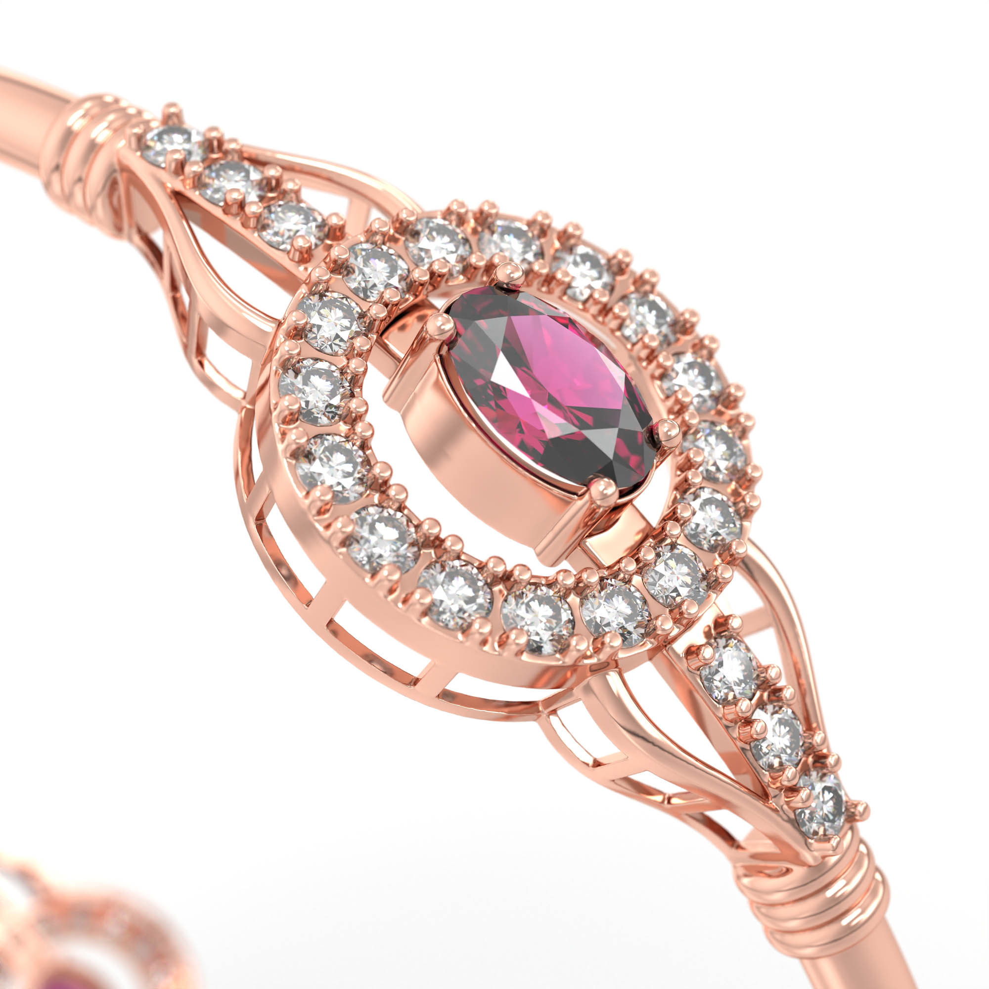 Lab-Grown Diamond and Ruby Bangle in 18K Rose Gold – 2.2 Ct Diamonds thumbnail