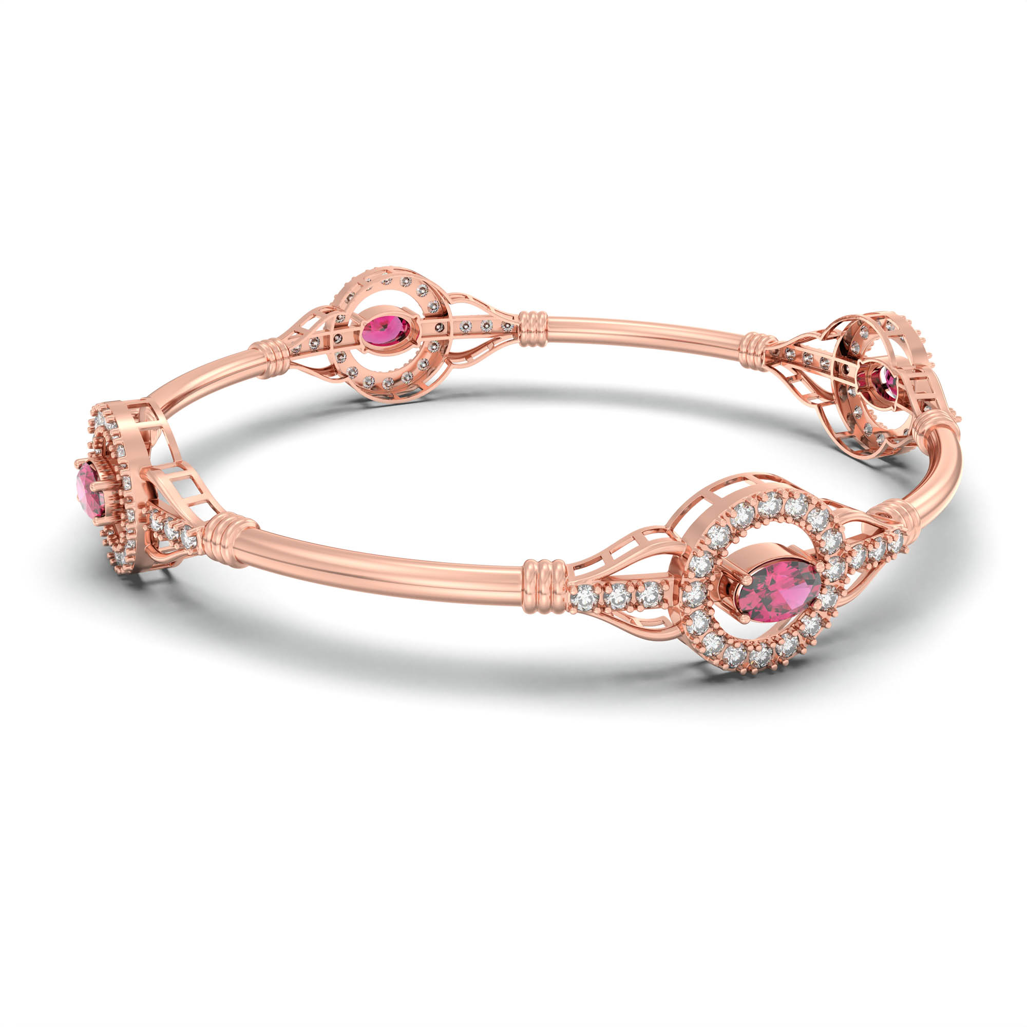 Lab-Grown Diamond and Ruby Bangle in 18K Rose Gold – 2.2 Ct Diamonds thumbnail