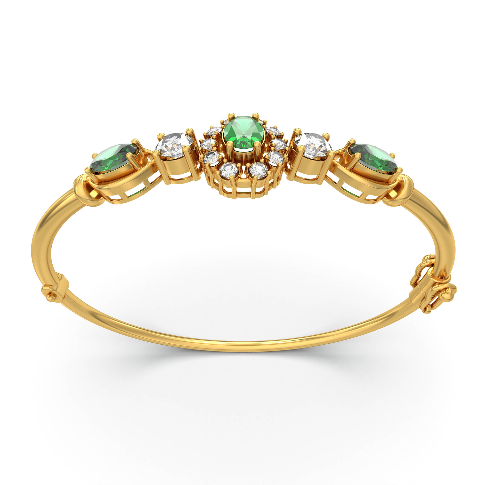 Lab-Grown Diamond and Emerald Bracelet for Women in 22K Yellow Gold – 0.75 Ct Diamonds thumbnail