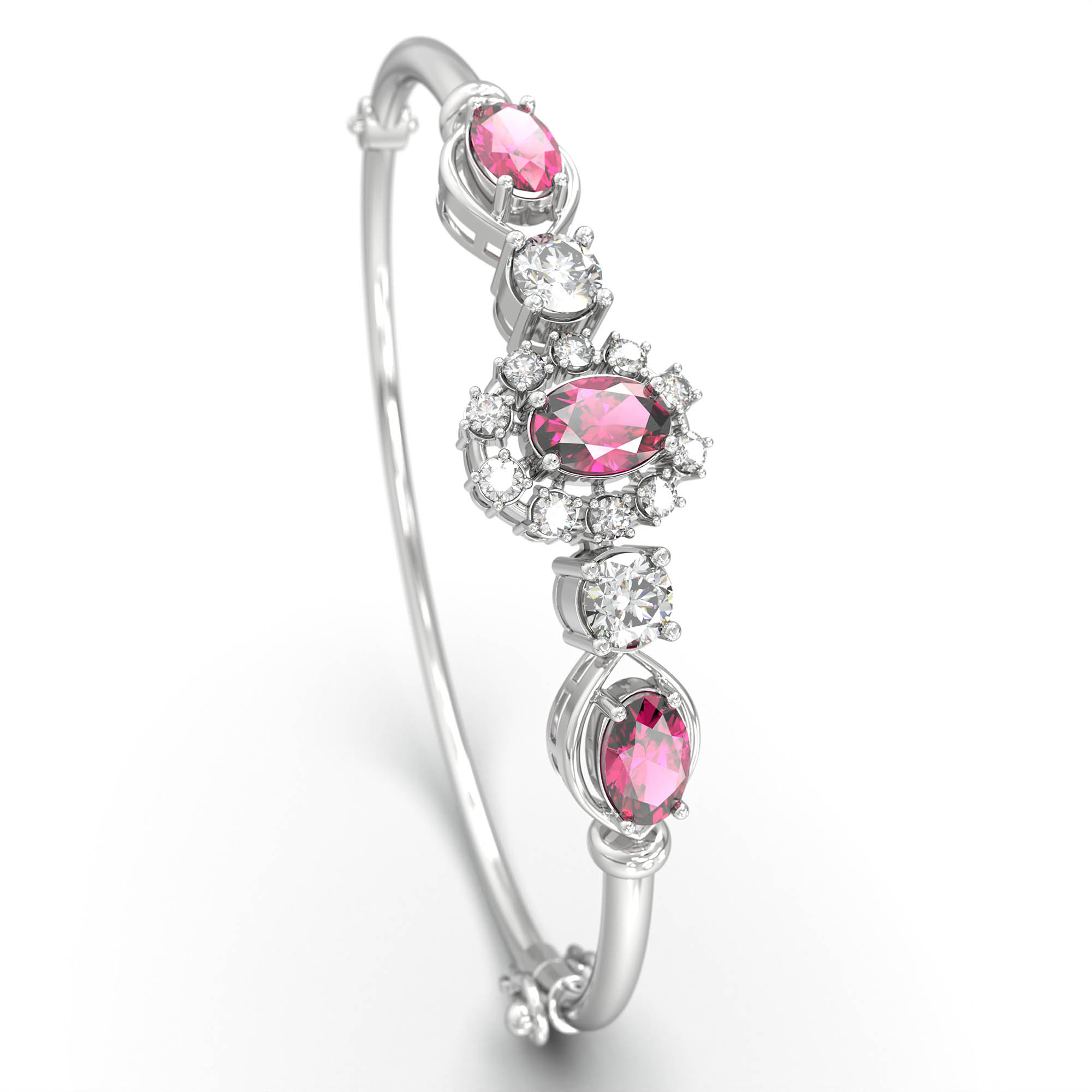 Lab-Grown Diamond and Ruby Bracelet for Women in 18K White Gold – 0.75 Ct Diamonds thumbnail