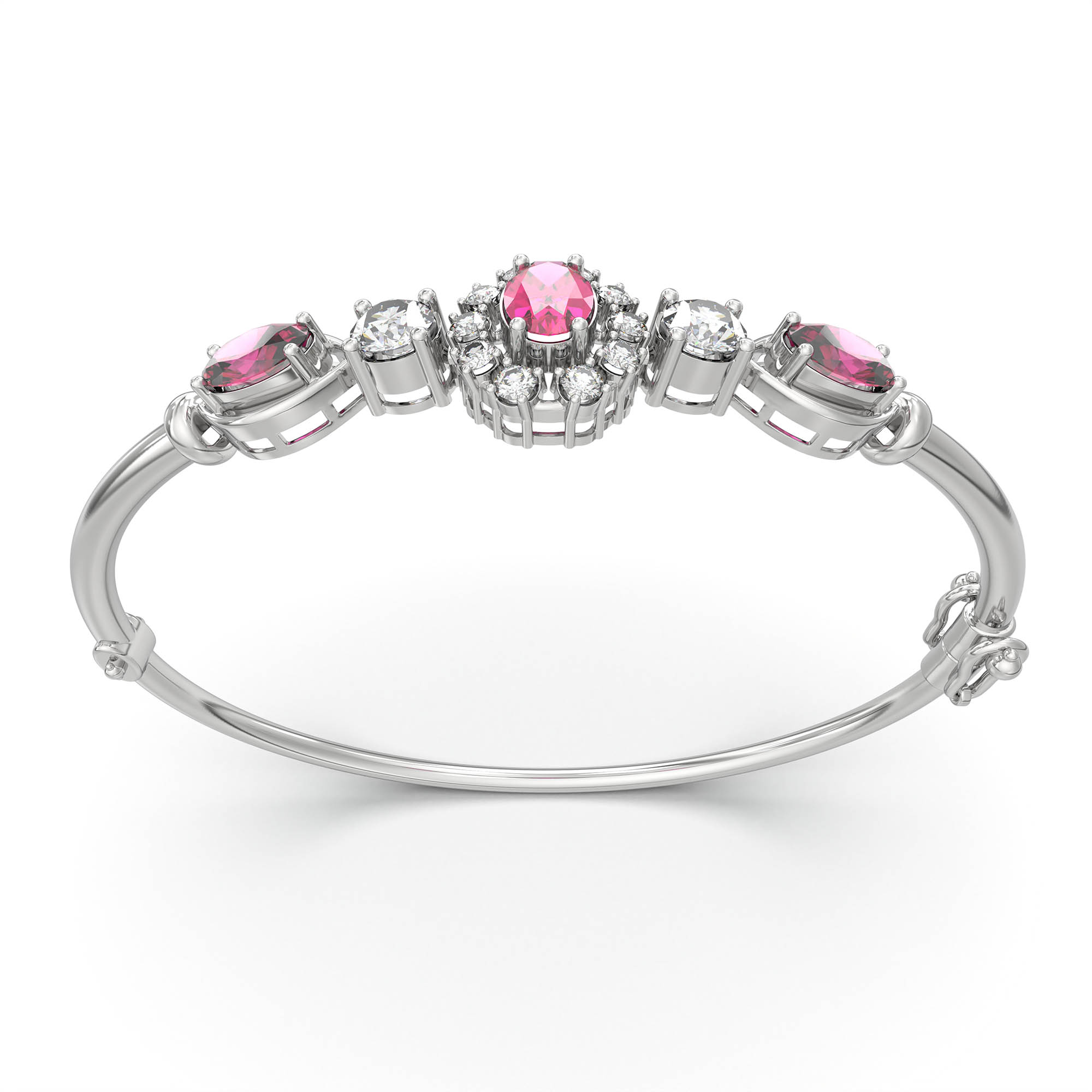 Lab-Grown Diamond and Ruby Bracelet for Women in 18K White Gold – 0.75 Ct Diamonds thumbnail
