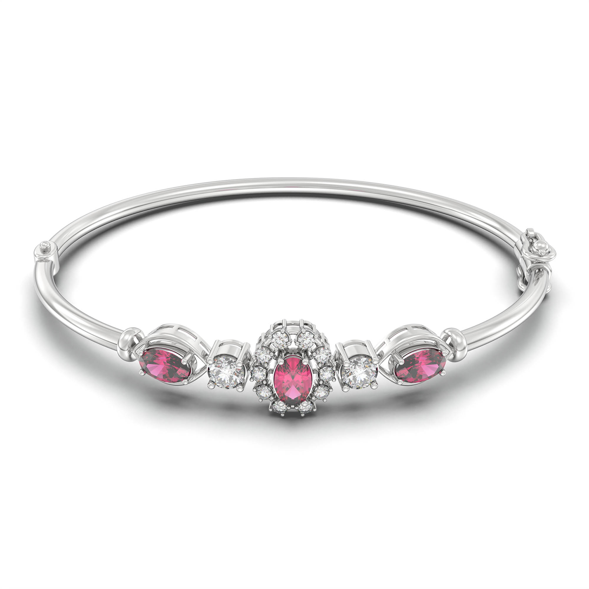 Lab-Grown Diamond and Ruby Bracelet for Women in 18K White Gold – 0.75 Ct Diamonds thumbnail