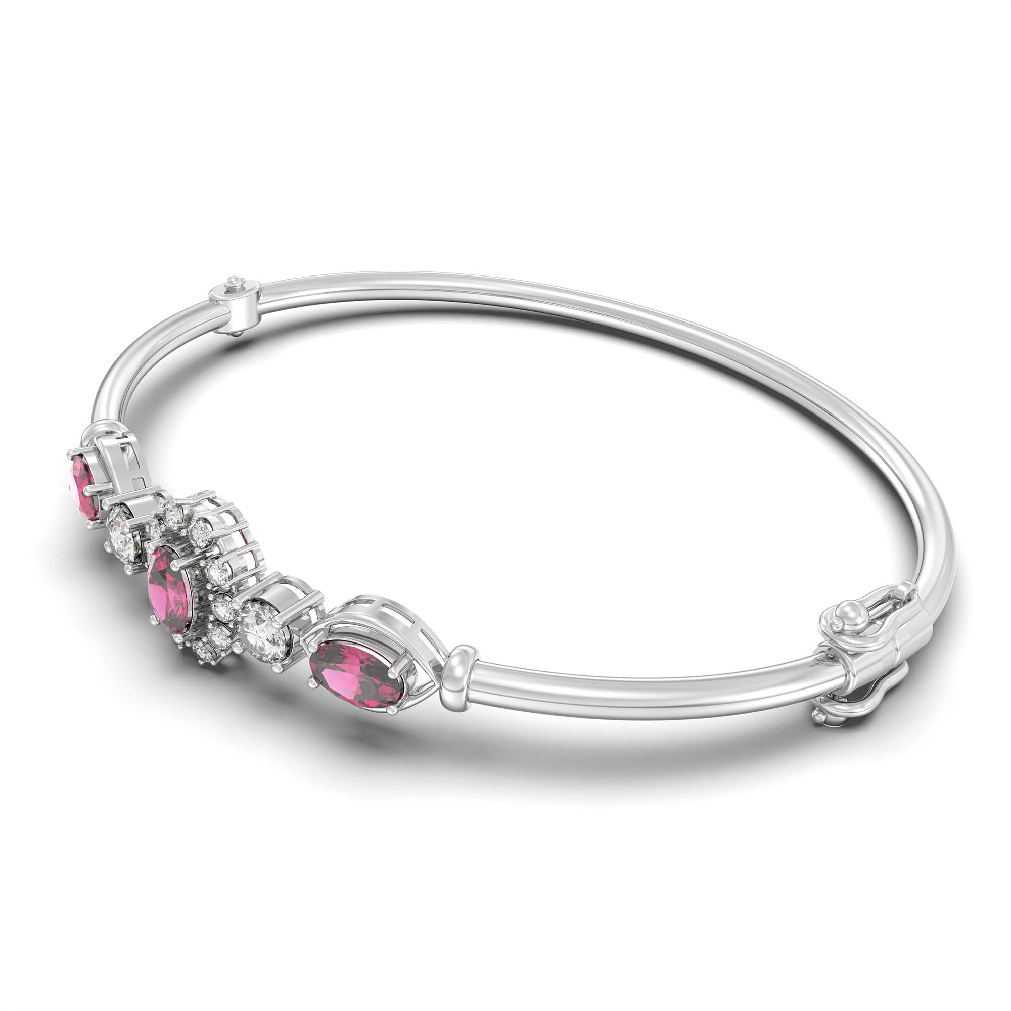 Lab-Grown Diamond and Ruby Bracelet for Women in 18K White Gold – 0.75 Ct Diamonds thumbnail