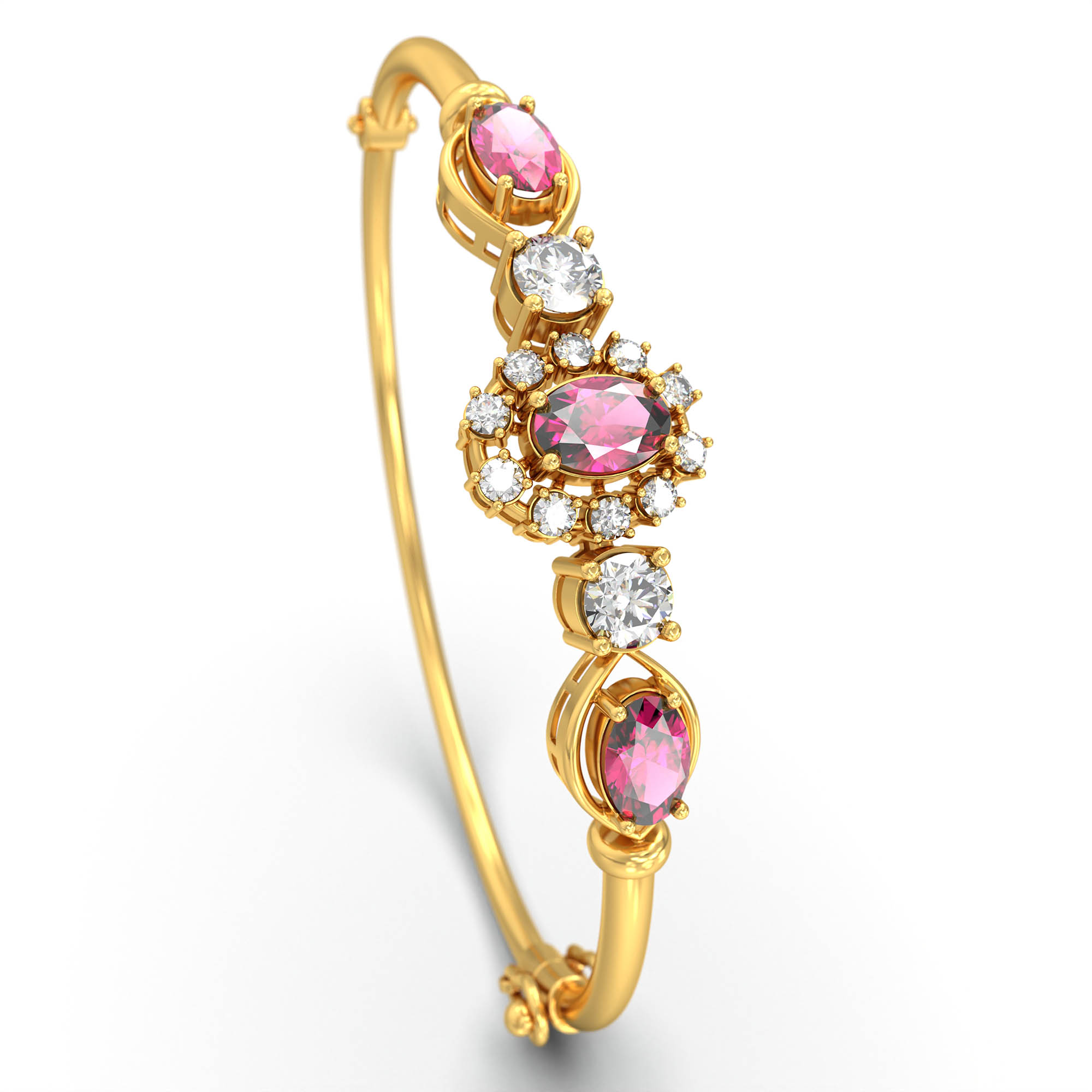 Lab-Grown Diamond and Ruby Bracelet for Women in 22K Yellow Gold – 0.75 Ct Diamonds thumbnail
