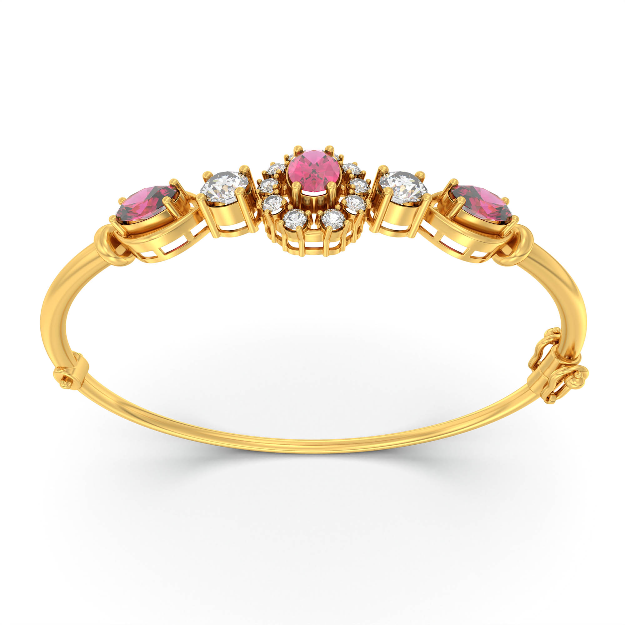 Lab-Grown Diamond and Ruby Bracelet for Women in 22K Yellow Gold – 0.75 Ct Diamonds thumbnail