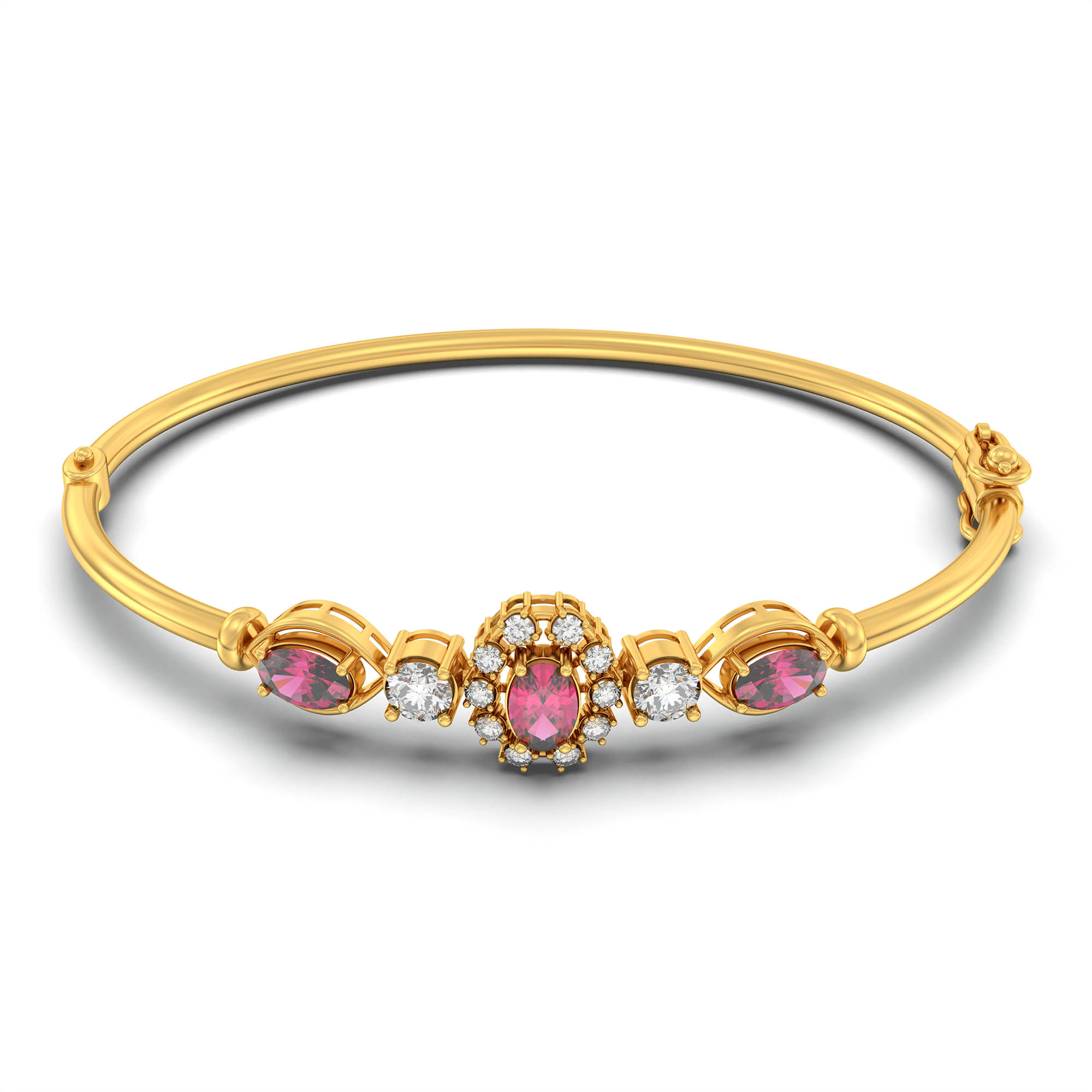 Lab-Grown Diamond and Ruby Bracelet for Women in 22K Yellow Gold – 0.75 Ct Diamonds thumbnail