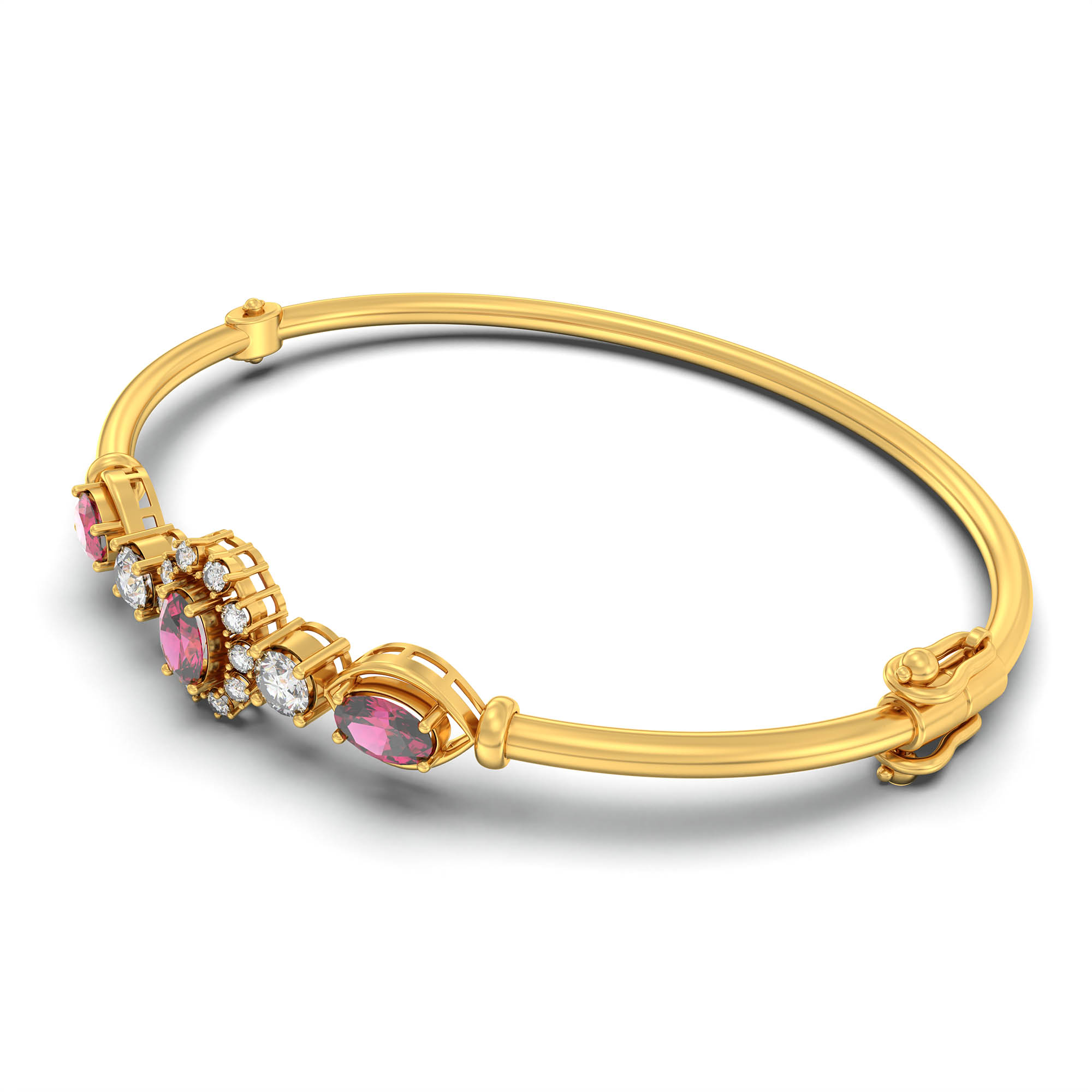 Lab-Grown Diamond and Ruby Bracelet for Women in 22K Yellow Gold – 0.75 Ct Diamonds thumbnail