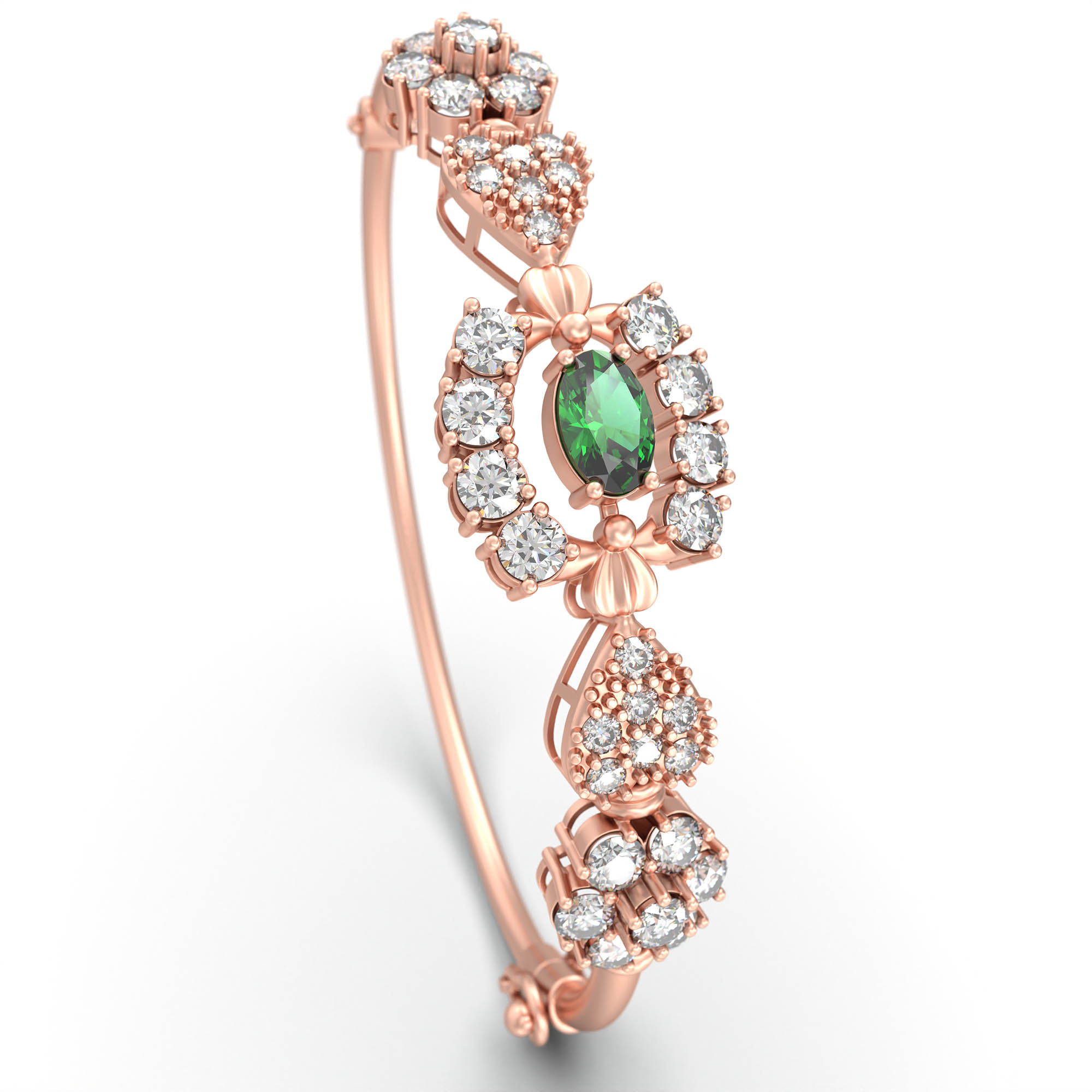 Lab-Grown Diamond and Emerald Bracelet for Women in 18K Rose Gold – 1.01 Ct Diamonds thumbnail