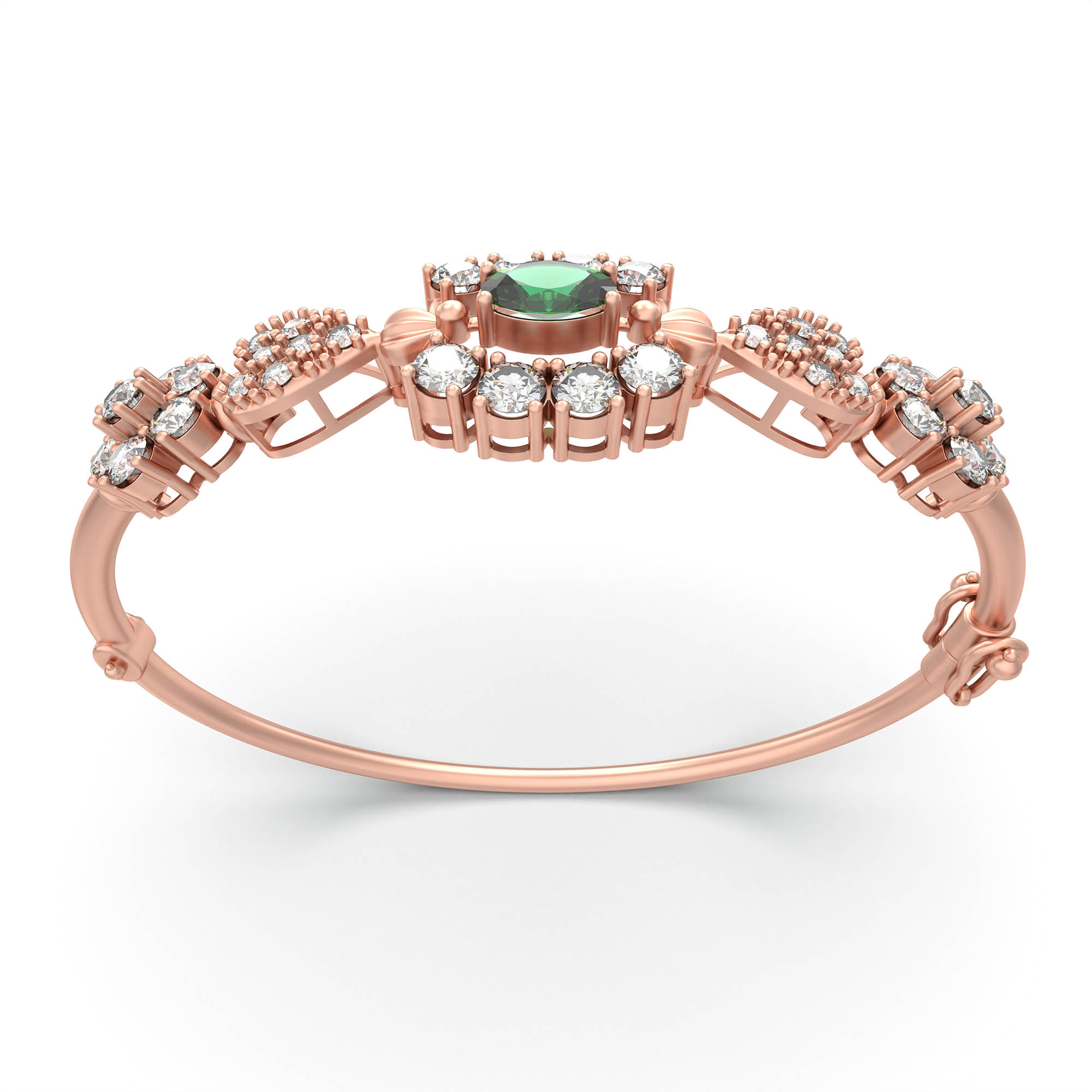 Lab-Grown Diamond and Emerald Bracelet for Women in 18K Rose Gold – 1.01 Ct Diamonds thumbnail