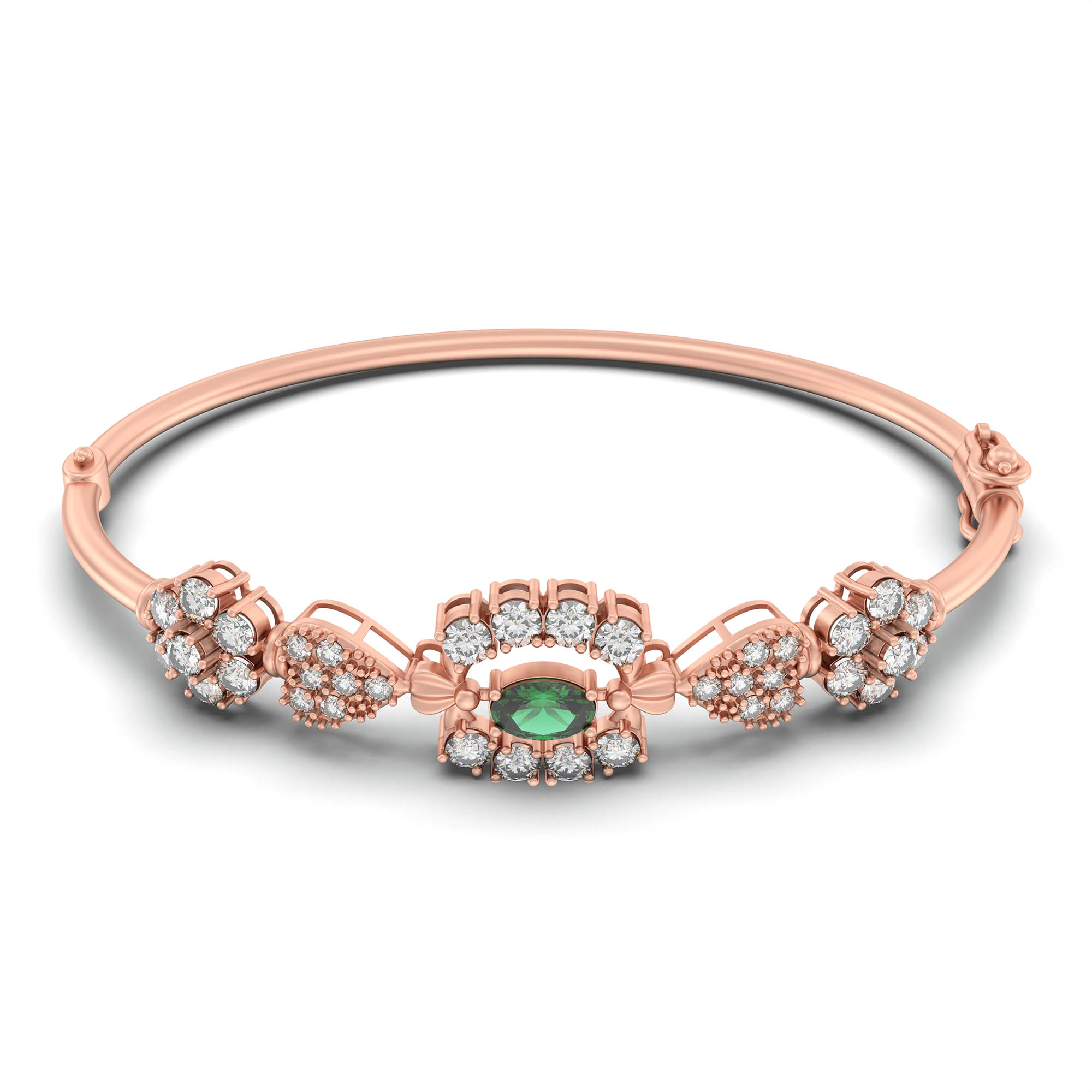 Lab-Grown Diamond and Emerald Bracelet for Women in 18K Rose Gold – 1.01 Ct Diamonds thumbnail