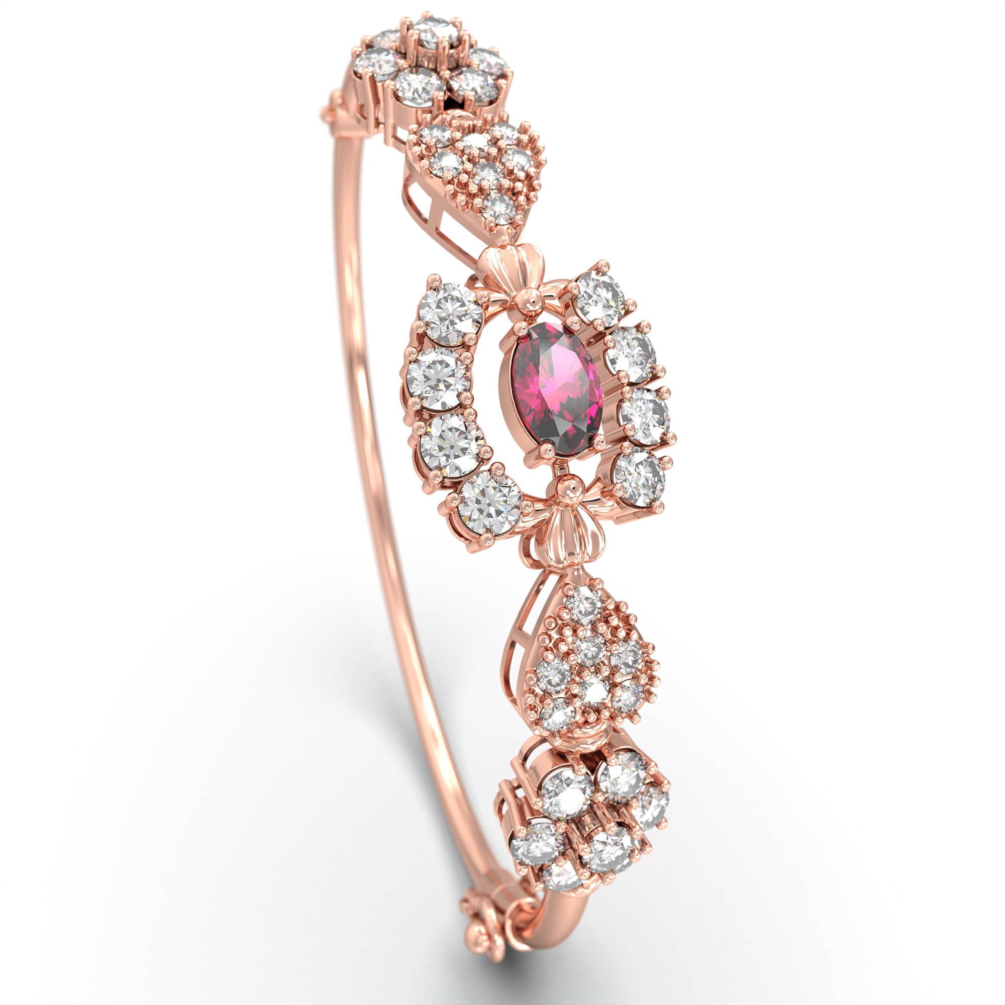 Lab-Grown Diamond and Ruby Bracelet for Women in 18K Rose Gold – 1.01 Ct Diamonds thumbnail