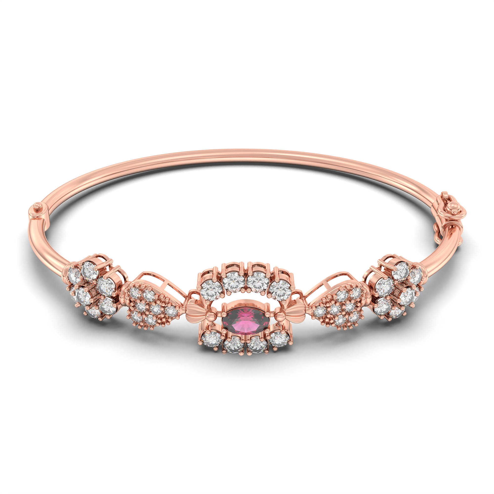 Lab-Grown Diamond and Ruby Bracelet for Women in 18K Rose Gold – 1.01 Ct Diamonds thumbnail