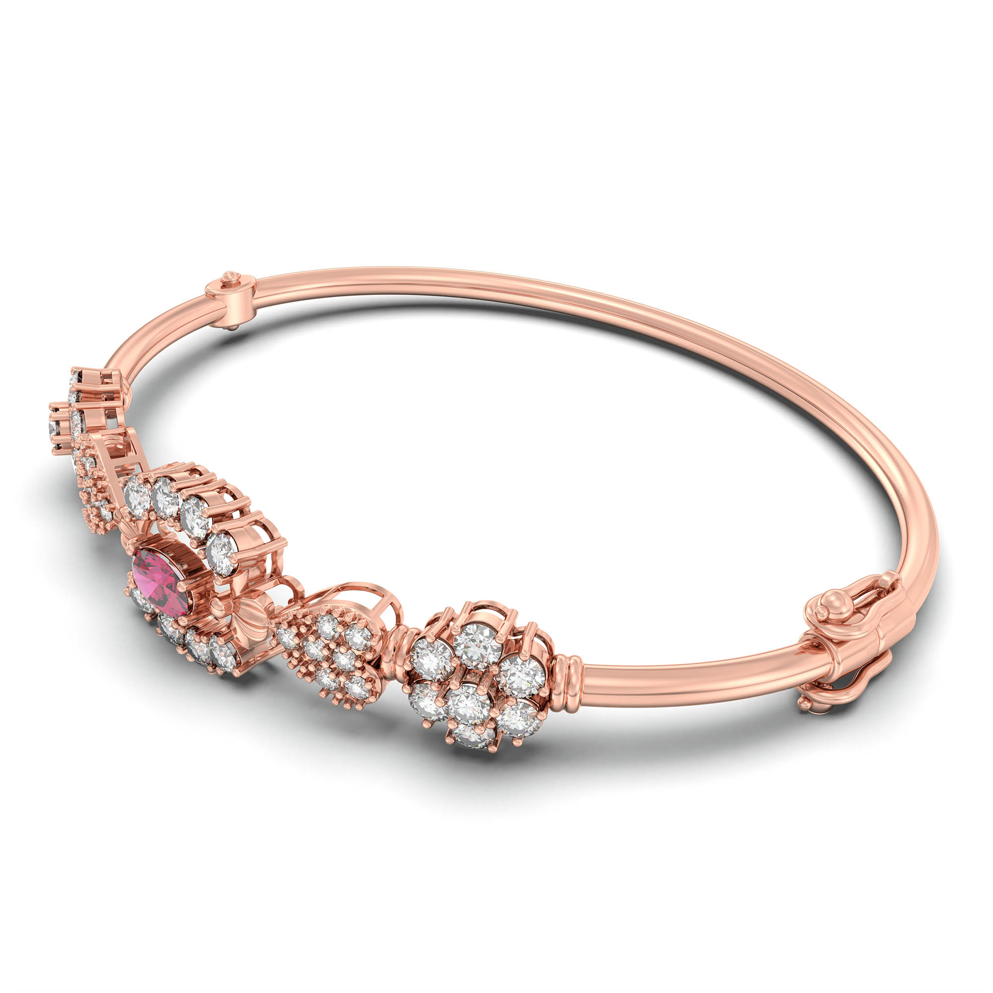Lab-Grown Diamond and Ruby Bracelet for Women in 18K Rose Gold – 1.01 Ct Diamonds thumbnail