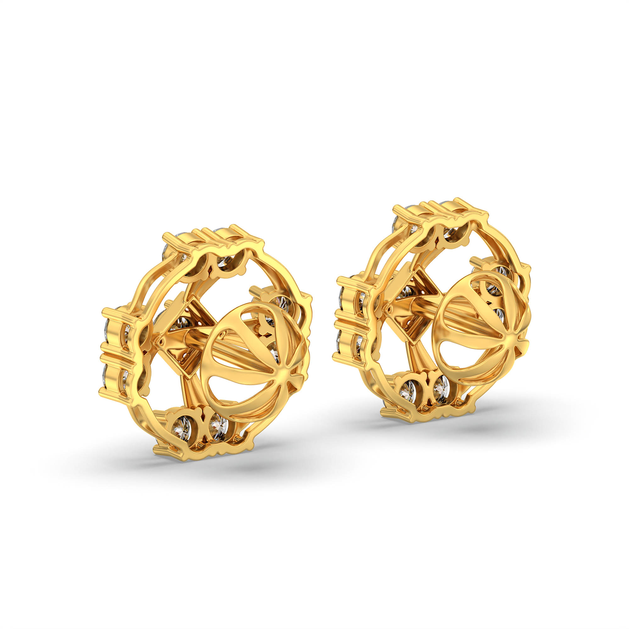 Lab-Grown Diamond Stud Earrings (Tops) in 22K Yellow Gold – 0.72 Ct, 9 Diamonds, 4 g (Design K1-1) thumbnail