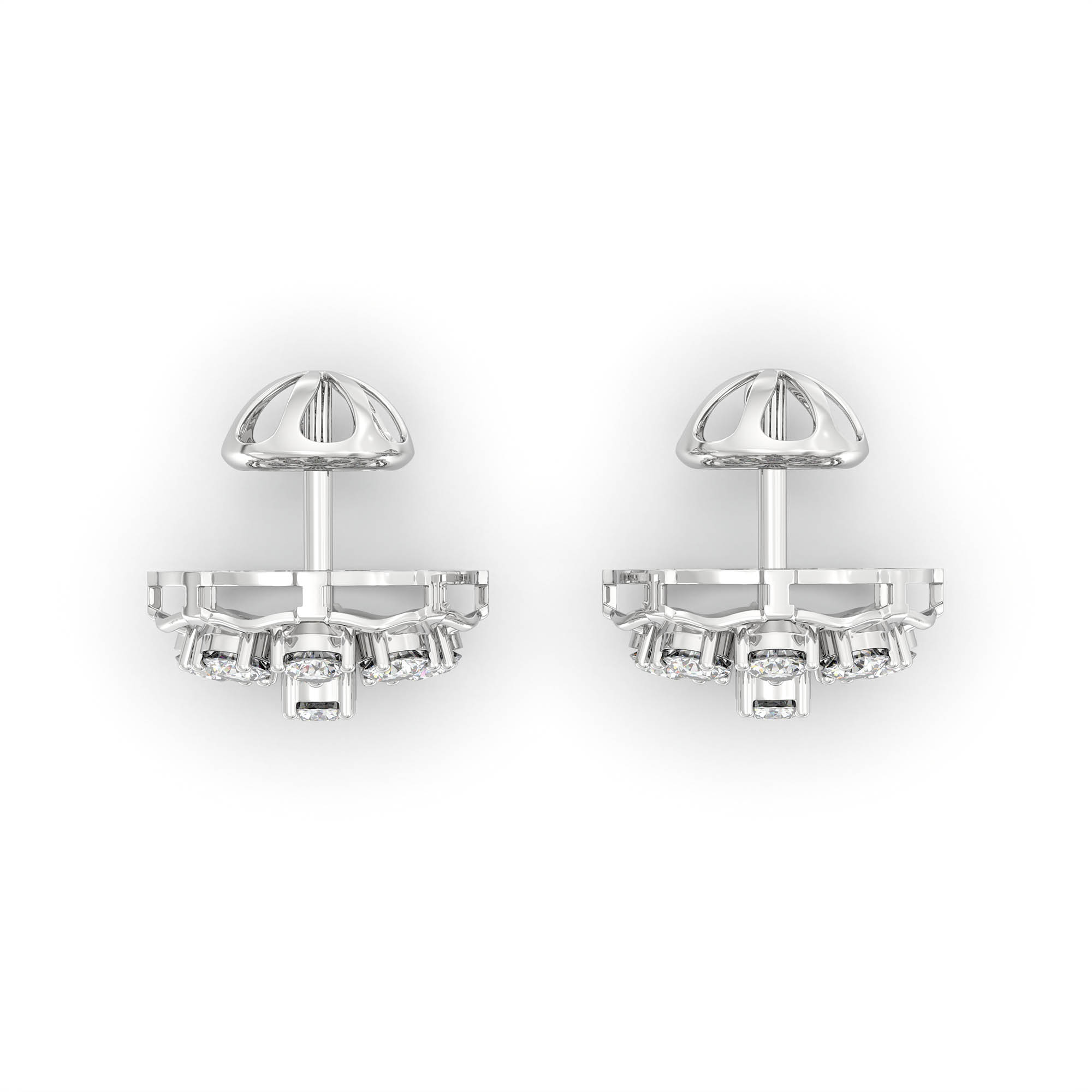 Lab-Grown Diamond Stud Earrings (Tops) in 18K White Gold – 0.72 Ct, 9 Diamonds, 4 g (Design K1-4) thumbnail