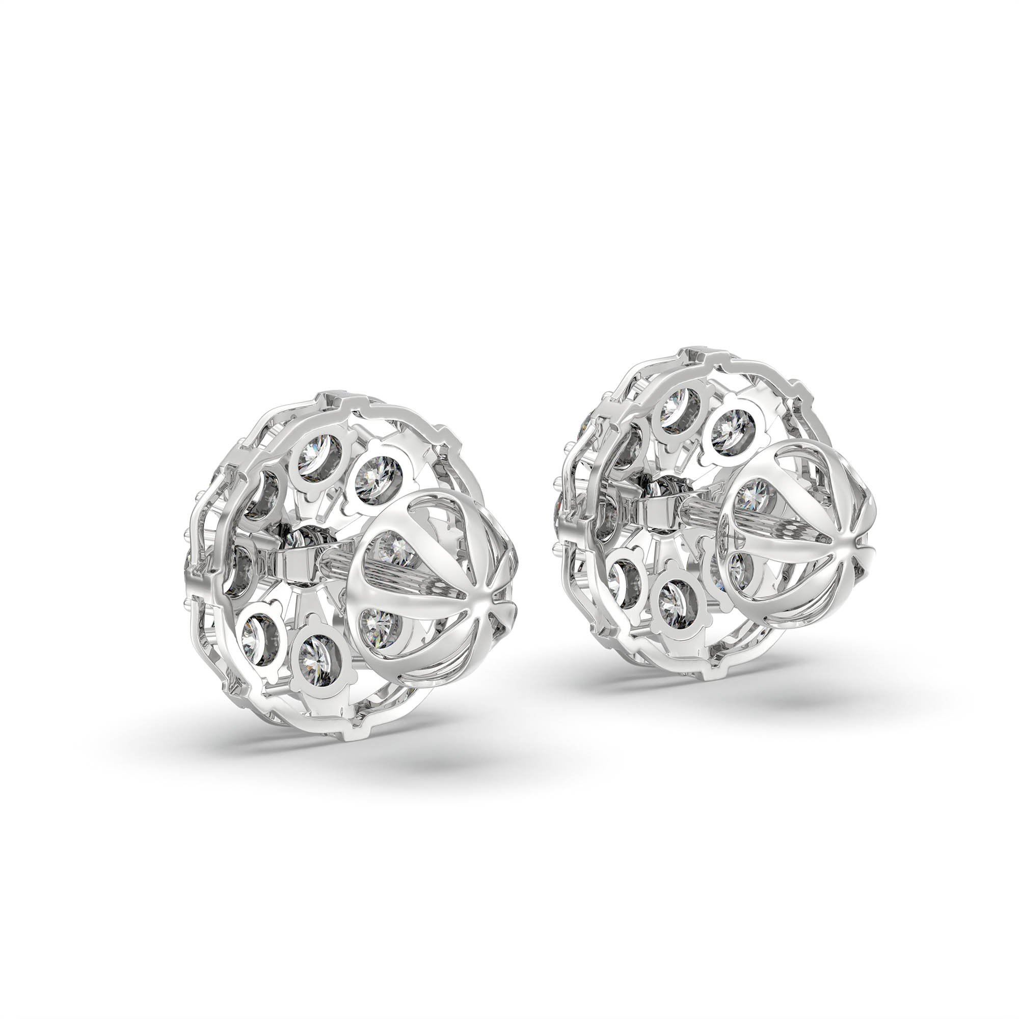 Lab-Grown Diamond Stud Earrings (Tops) in 18K White Gold – 0.72 Ct, 9 Diamonds, 4 g (Design K1-4) thumbnail