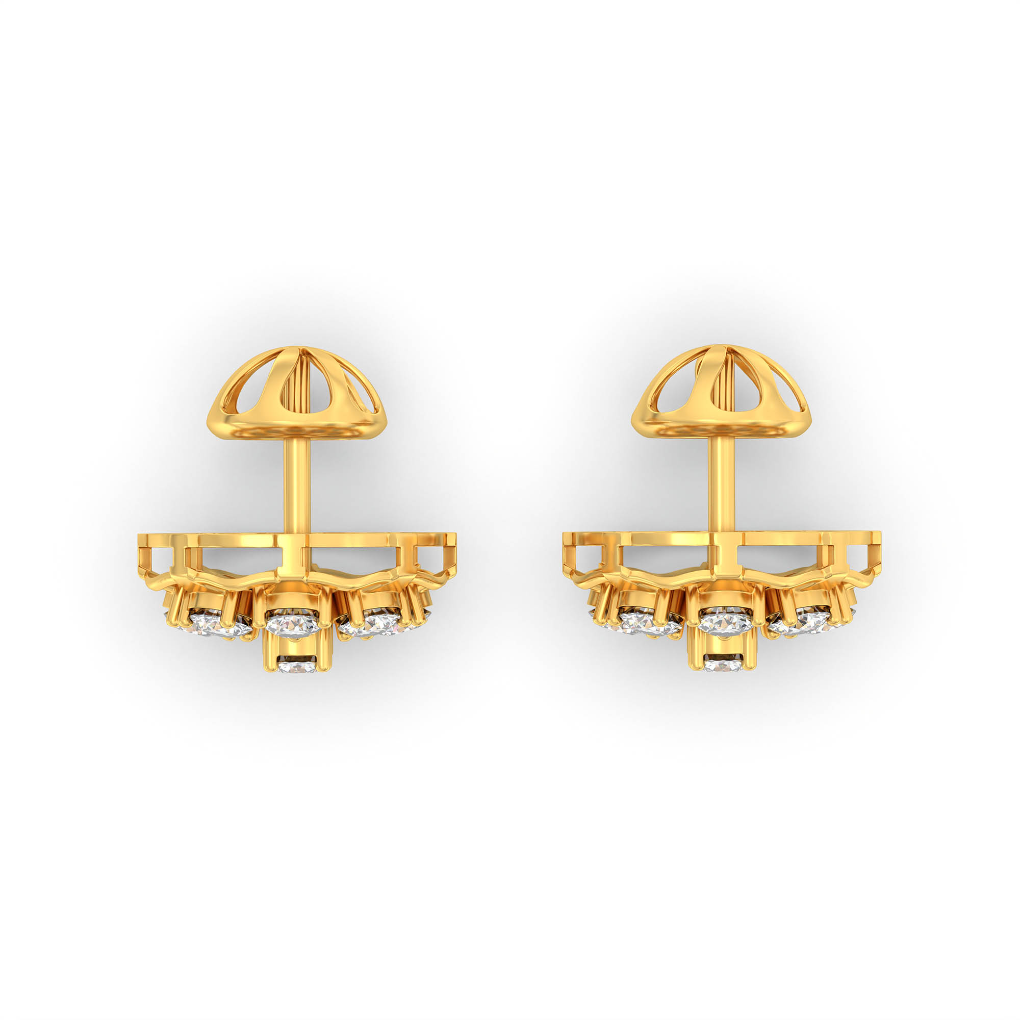 Lab-Grown Diamond Stud Earrings (Tops) in 22K Yellow Gold – 0.72 Ct, 9 Diamonds, 4 g (Design K1-4) thumbnail