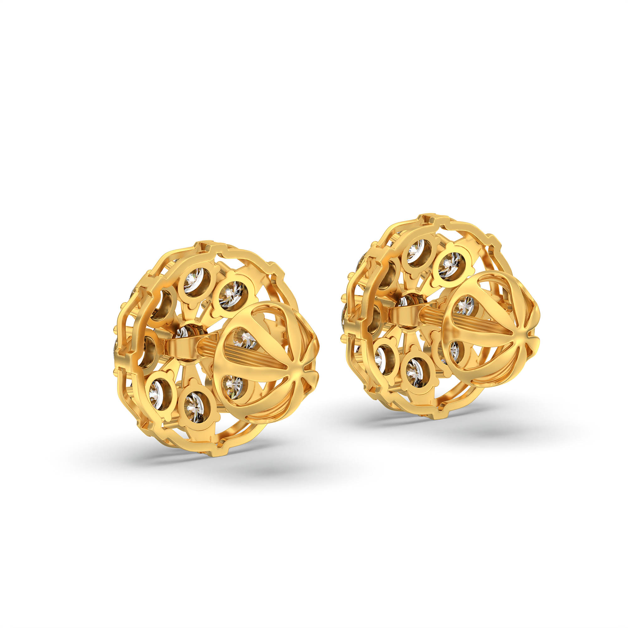 Lab-Grown Diamond Stud Earrings (Tops) in 22K Yellow Gold – 0.72 Ct, 9 Diamonds, 4 g (Design K1-4) thumbnail