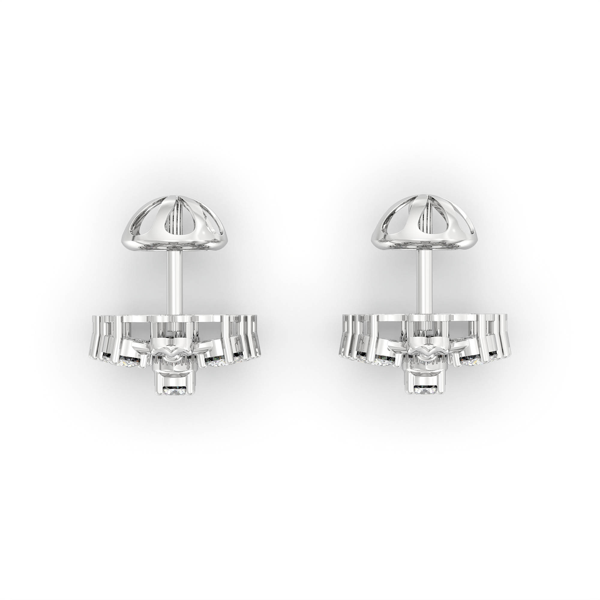 Lab-Grown Diamond Stud Earrings (Tops) in 18K White Gold – 0.72 Ct, 9 Diamonds, 4 g (Design K1-5) thumbnail