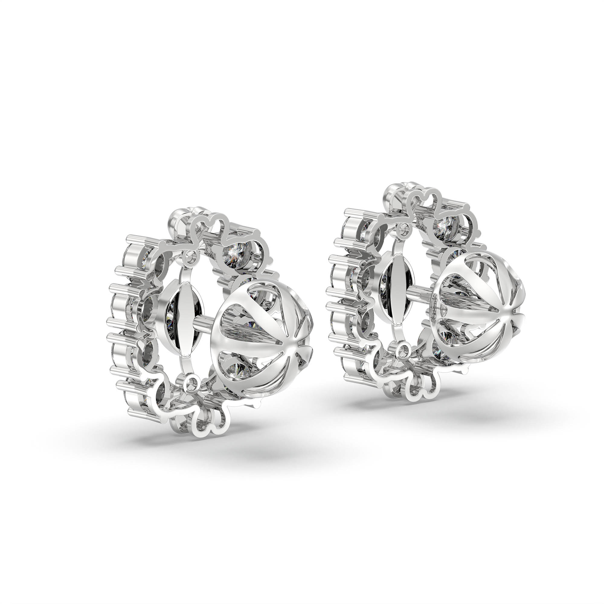 Lab-Grown Diamond Stud Earrings (Tops) in 18K White Gold – 0.72 Ct, 9 Diamonds, 4 g (Design K1-5) thumbnail