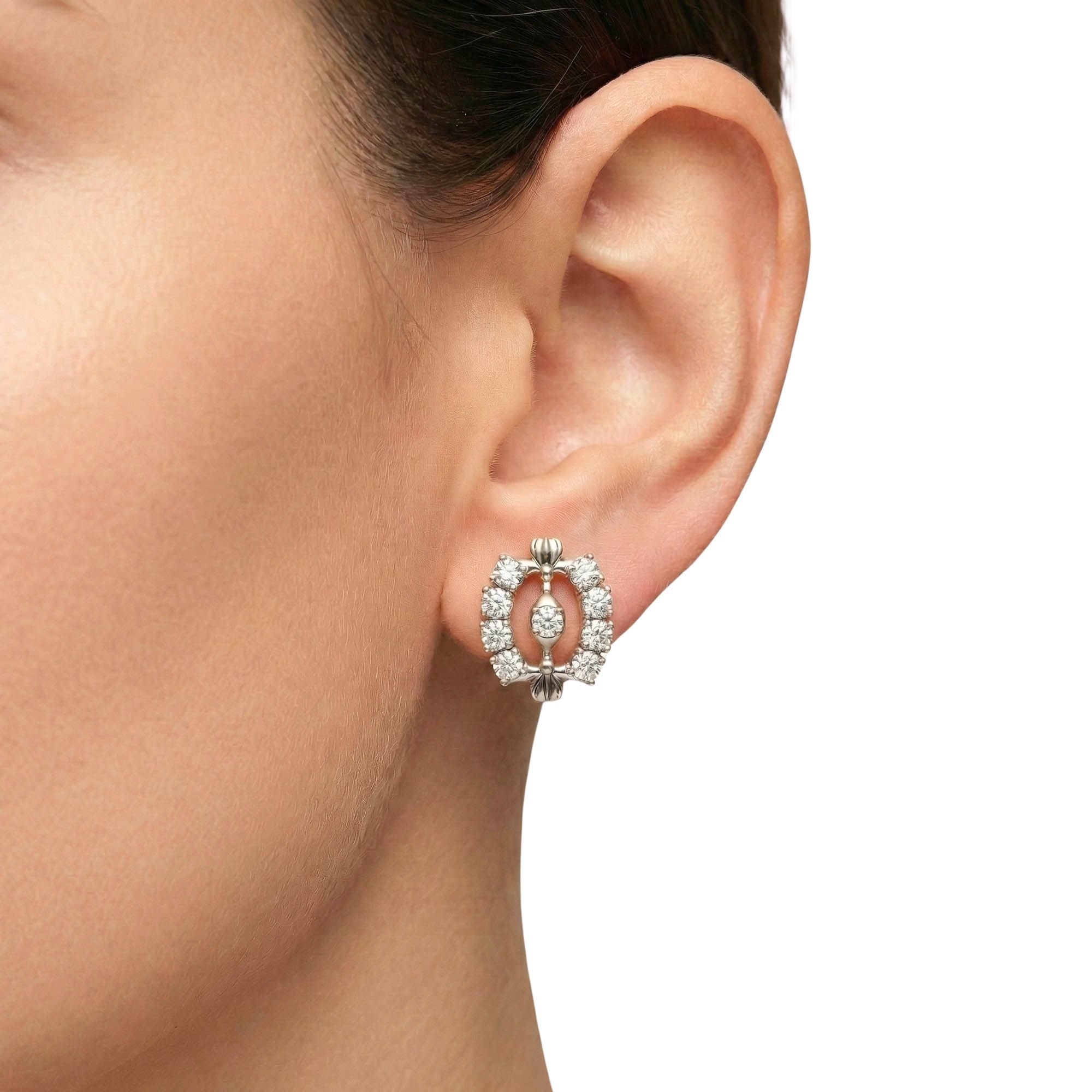 Lab-Grown Diamond Stud Earrings (Tops) in 18K White Gold – 0.72 Ct, 9 Diamonds, 4 g (Design K1-5) thumbnail