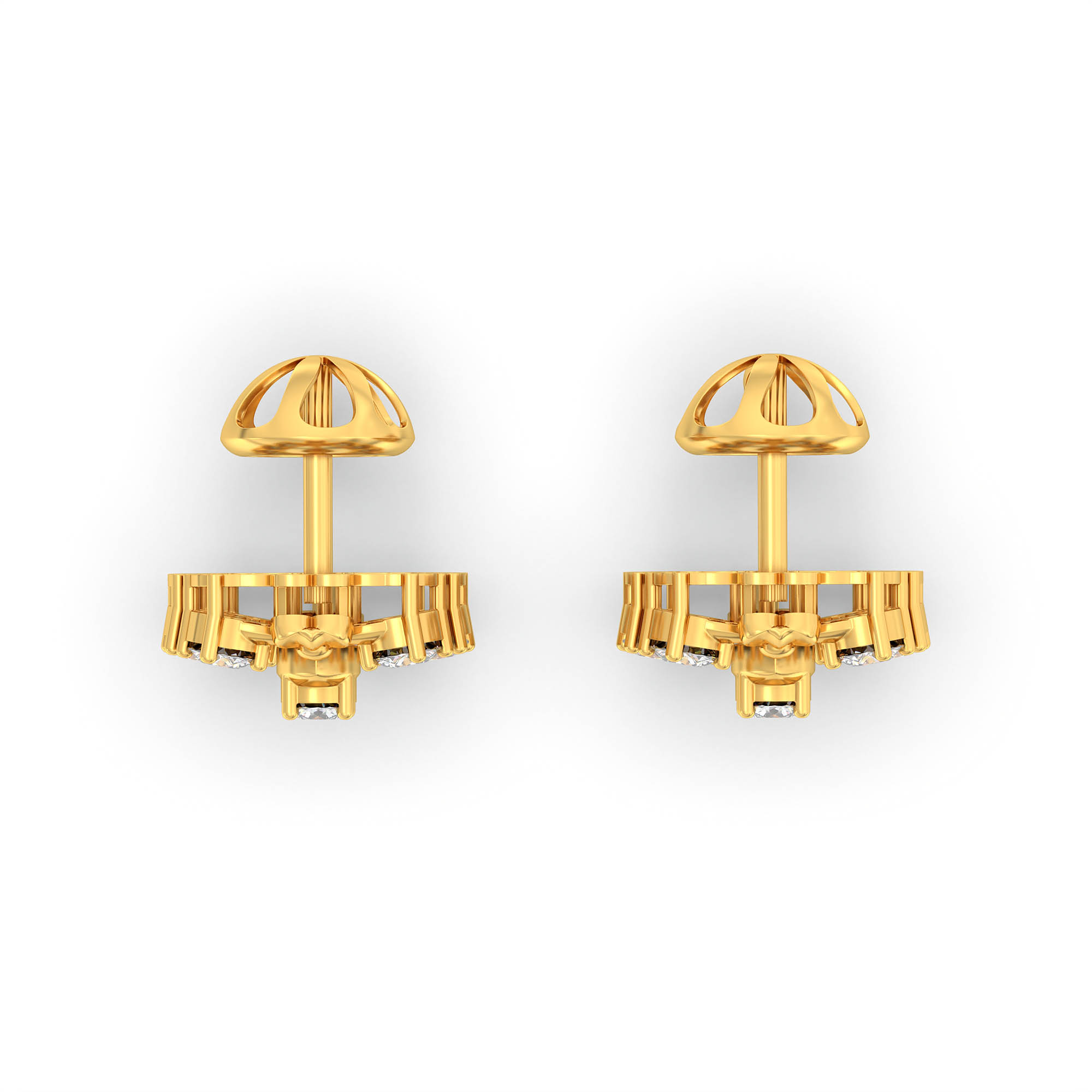 Lab-Grown Diamond Stud Earrings (Tops) in 22K Yellow Gold – 0.72 Ct, 9 Diamonds, 4 g (Design K1-5) thumbnail
