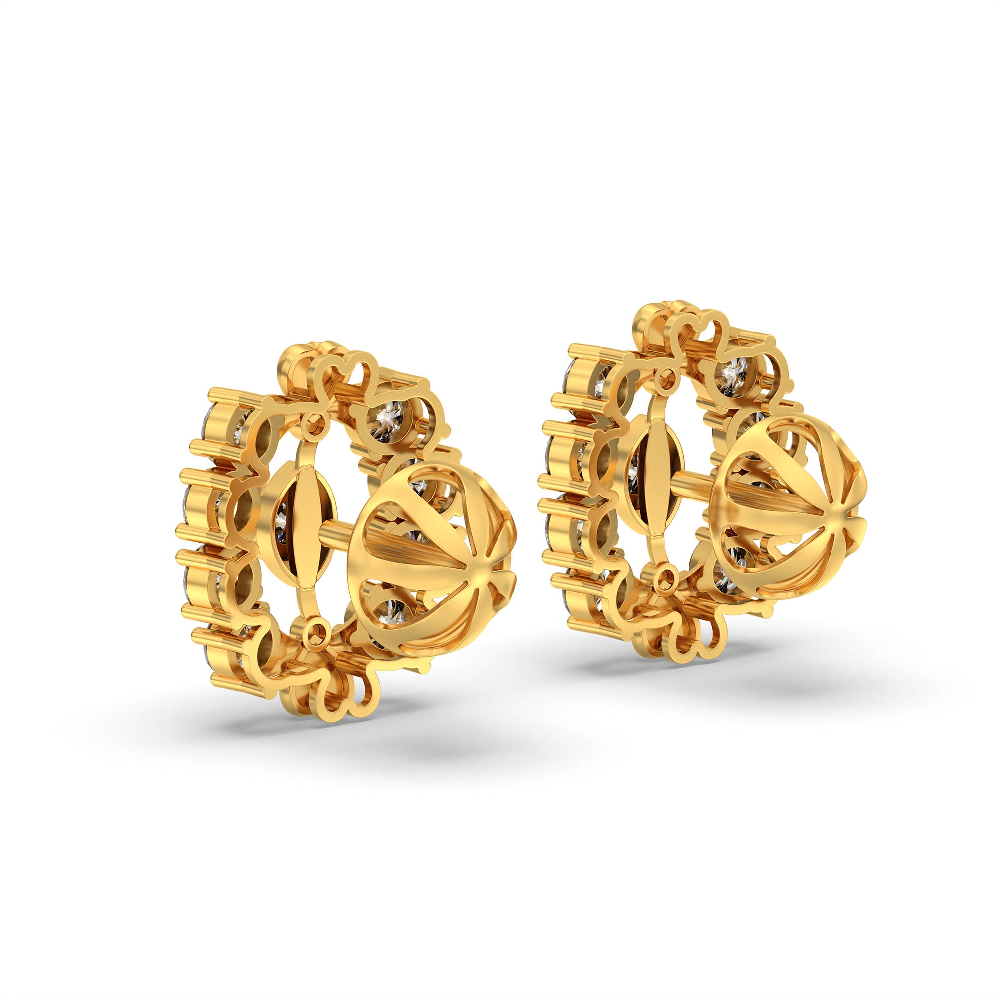 Lab-Grown Diamond Stud Earrings (Tops) in 22K Yellow Gold – 0.72 Ct, 9 Diamonds, 4 g (Design K1-5) thumbnail
