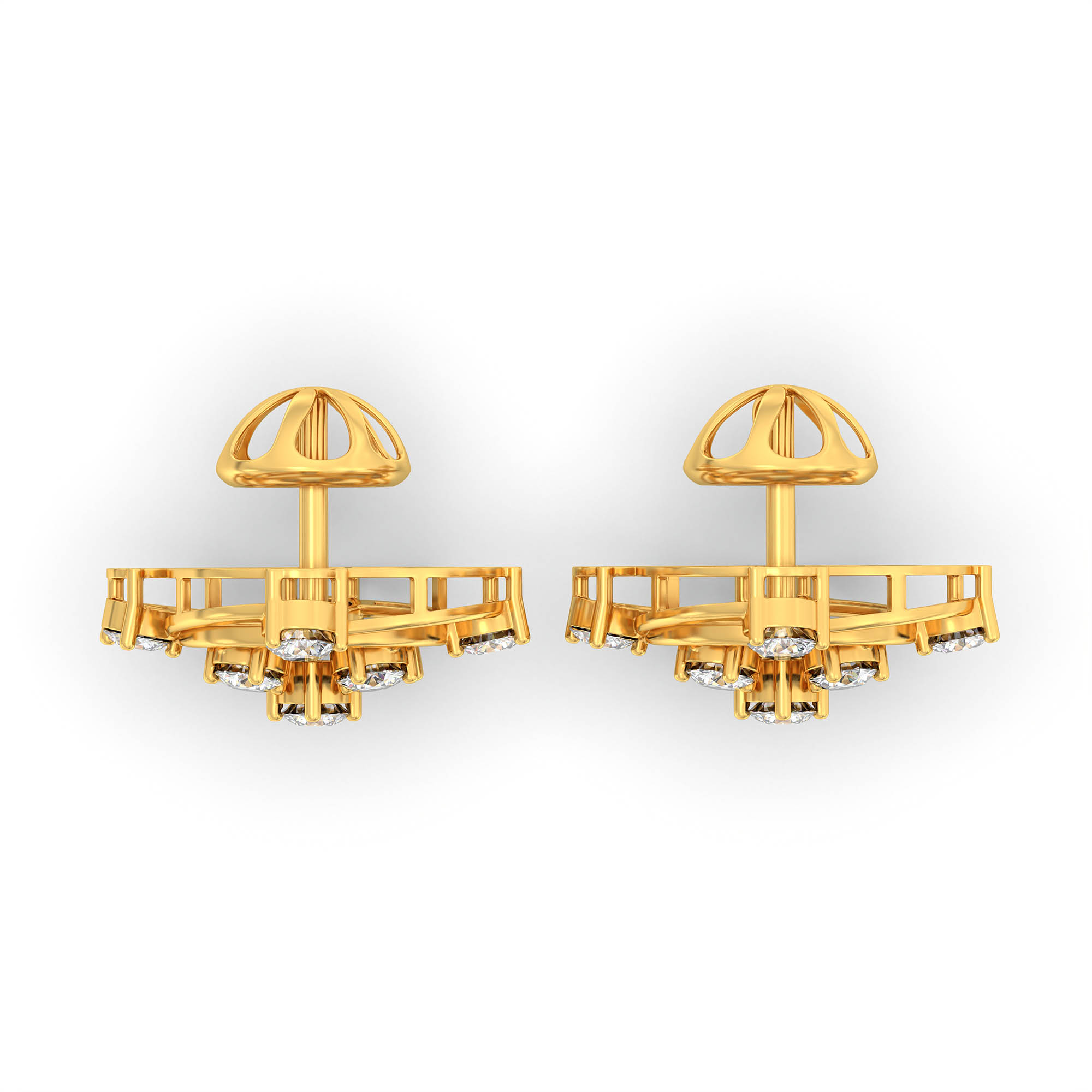 Lab-Grown Diamond Stud Earrings (Tops) in 22K Yellow Gold – 0.72 Ct, 9 Diamonds, 4 g (Design K1-6) thumbnail