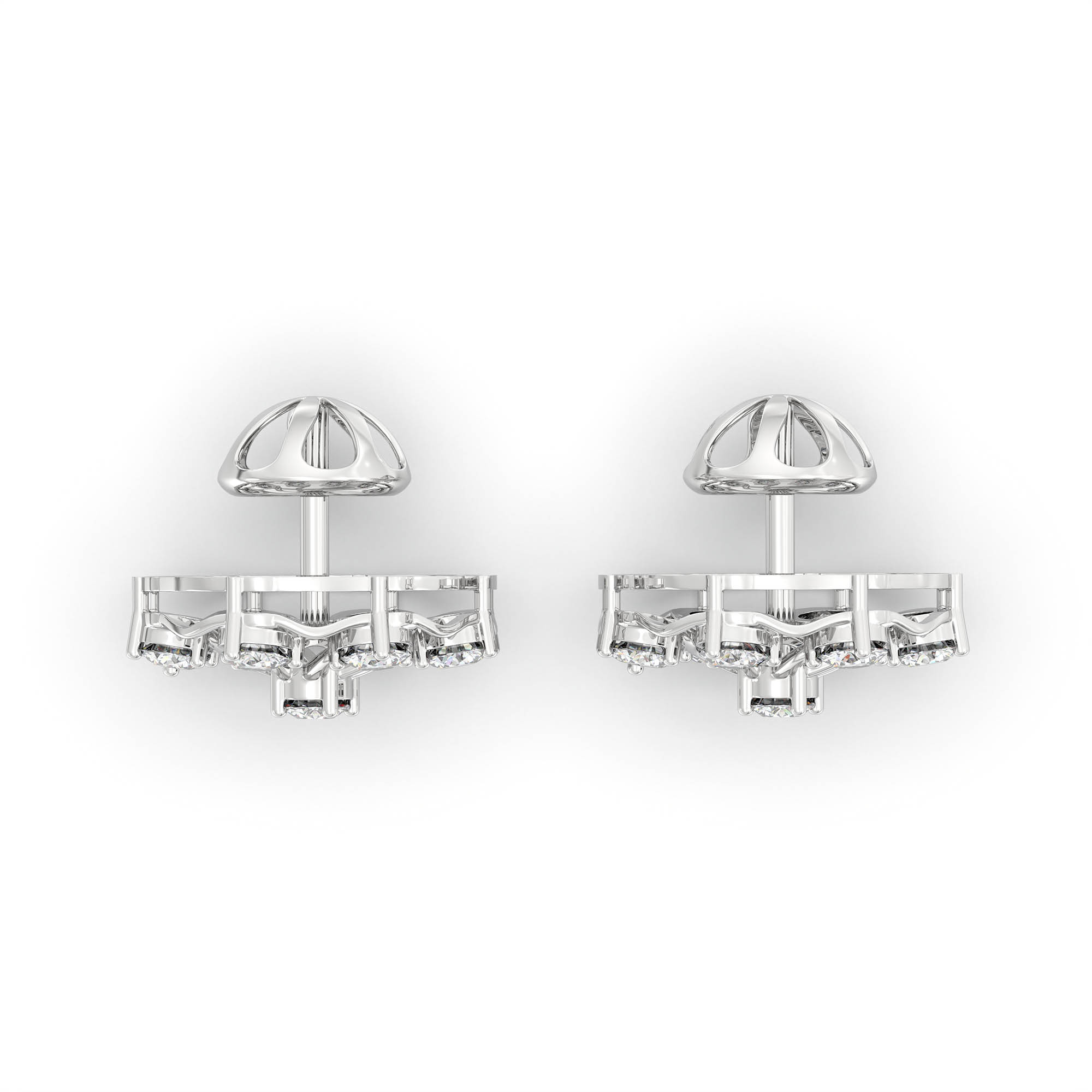 Lab-Grown Diamond Stud Earrings (Tops) in 18K White Gold – 0.72 Ct, 9 Diamonds, 4 g (Design K1-7) thumbnail