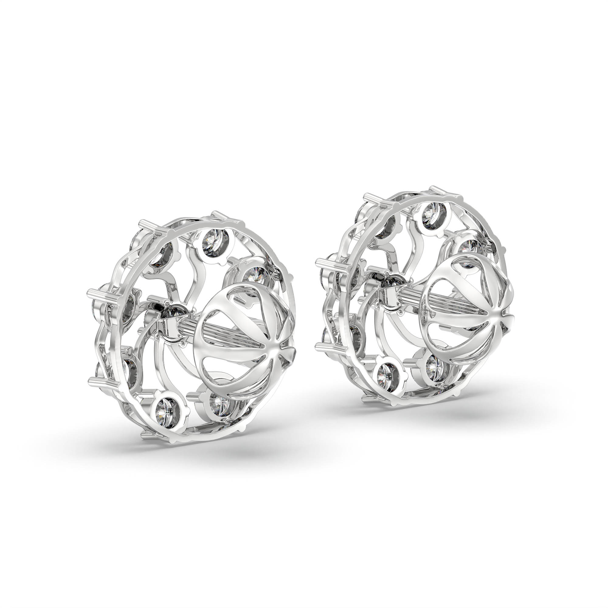 Lab-Grown Diamond Stud Earrings (Tops) in 18K White Gold – 0.72 Ct, 9 Diamonds, 4 g (Design K1-7) thumbnail