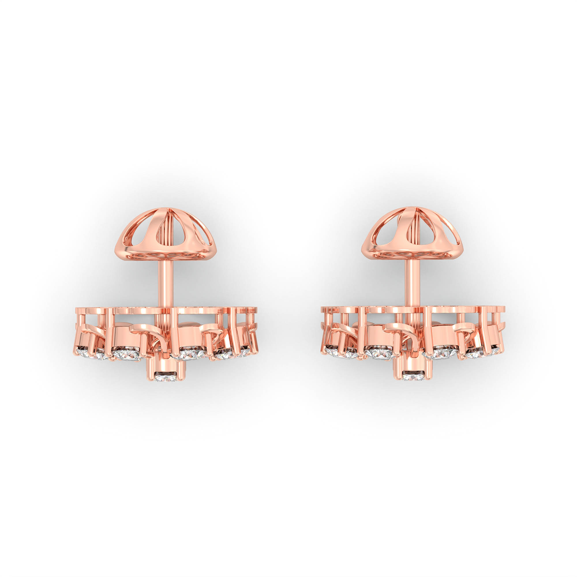 Lab-Grown Diamond Stud Earrings (Tops) in 18K Rose Gold – 0.72 Ct, 9 Diamonds, 4 g (Design K1-8) thumbnail