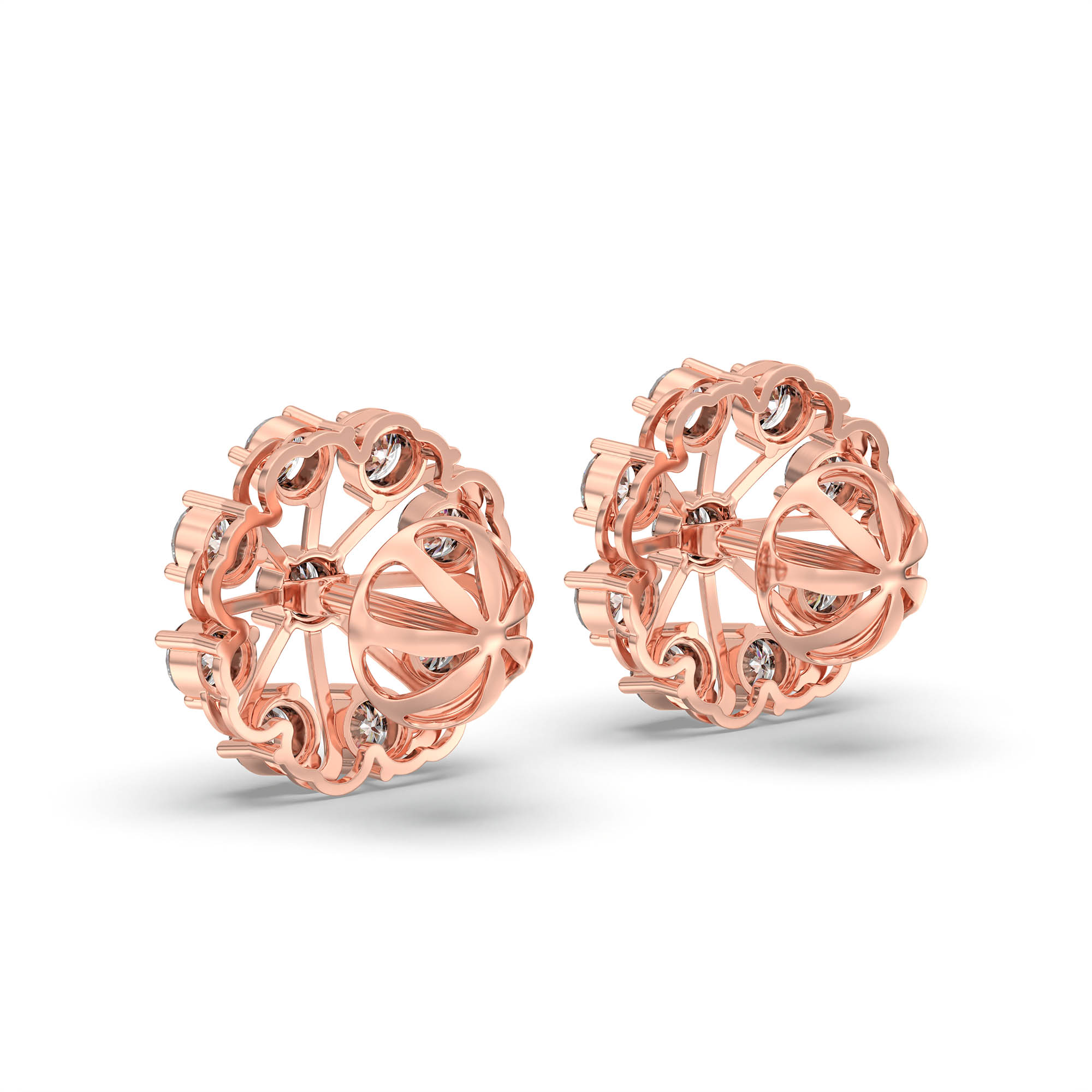 Lab-Grown Diamond Stud Earrings (Tops) in 18K Rose Gold – 0.72 Ct, 9 Diamonds, 4 g (Design K1-8) thumbnail