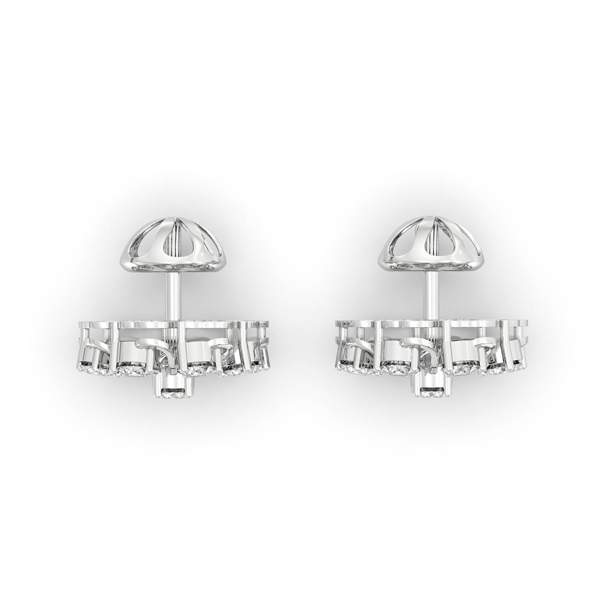 Lab-Grown Diamond Stud Earrings (Tops) in 18K White Gold – 0.72 Ct, 9 Diamonds, 4 g (Design K1-8) thumbnail