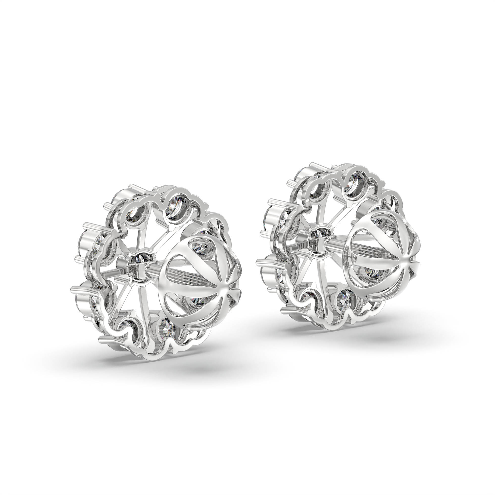 Lab-Grown Diamond Stud Earrings (Tops) in 18K White Gold – 0.72 Ct, 9 Diamonds, 4 g (Design K1-8) thumbnail