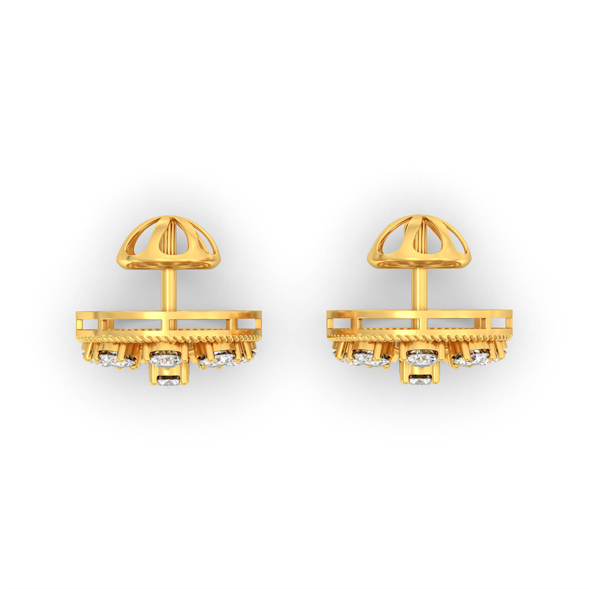 Lab-Grown Diamond Stud Earrings (Tops) in 22K Yellow Gold – 0.72 Ct, 9 Diamonds, 4 g (Design K1-9) thumbnail