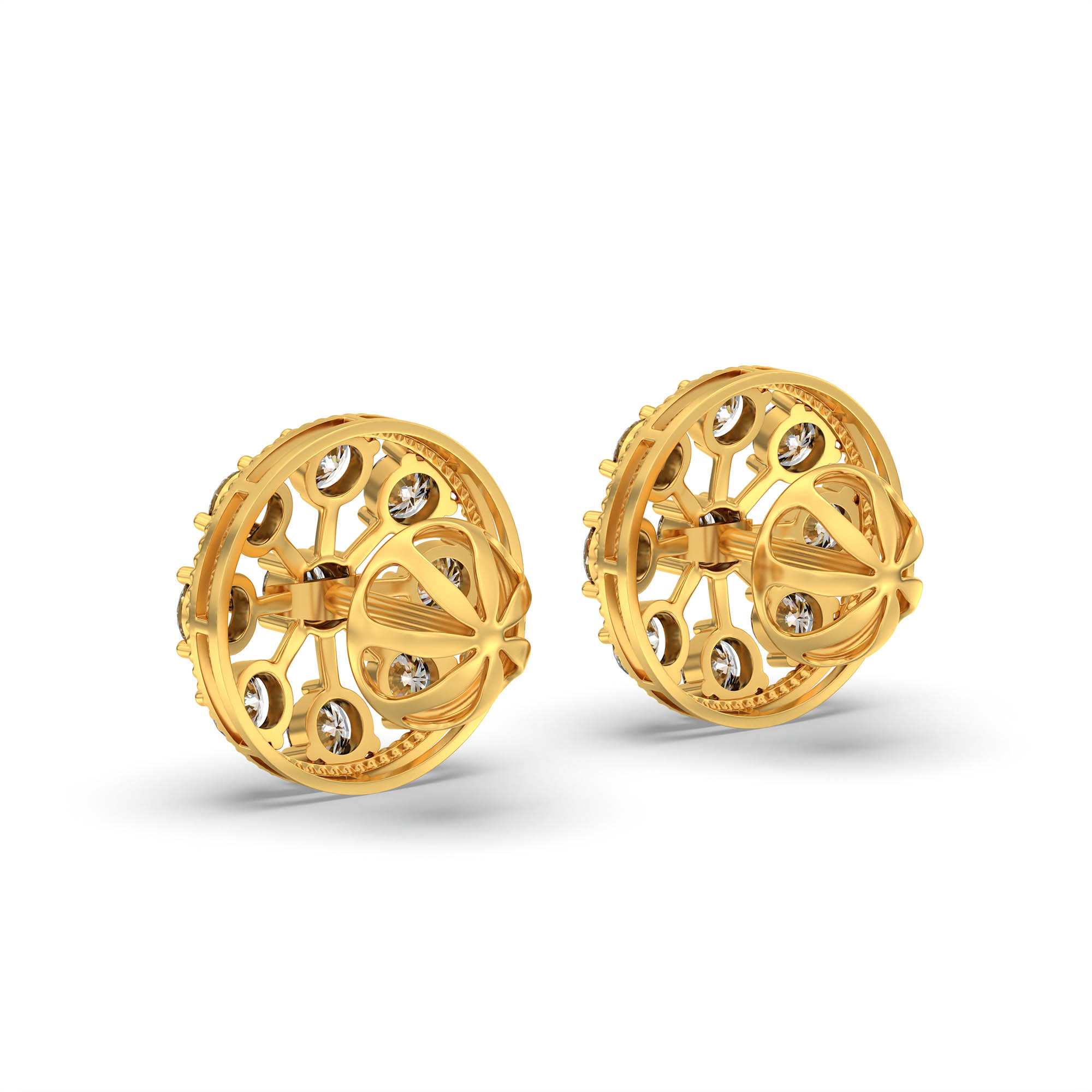 Lab-Grown Diamond Stud Earrings (Tops) in 22K Yellow Gold – 0.72 Ct, 9 Diamonds, 4 g (Design K1-9) thumbnail